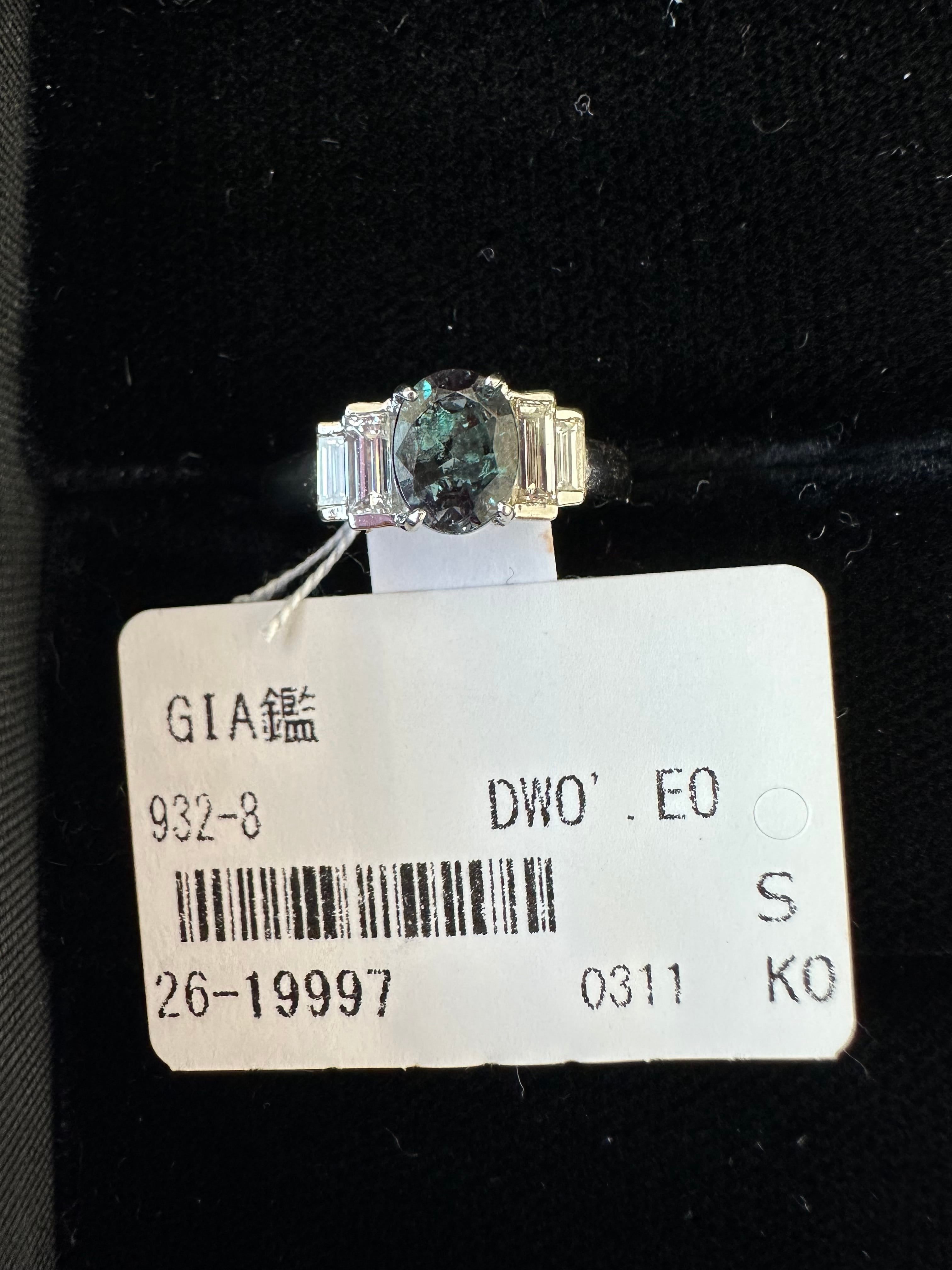 Luxury Promise GIA BRAZIL ALEXANDRITE 1.12 DIA 0.57 RING PT900 5.9G 26-19997