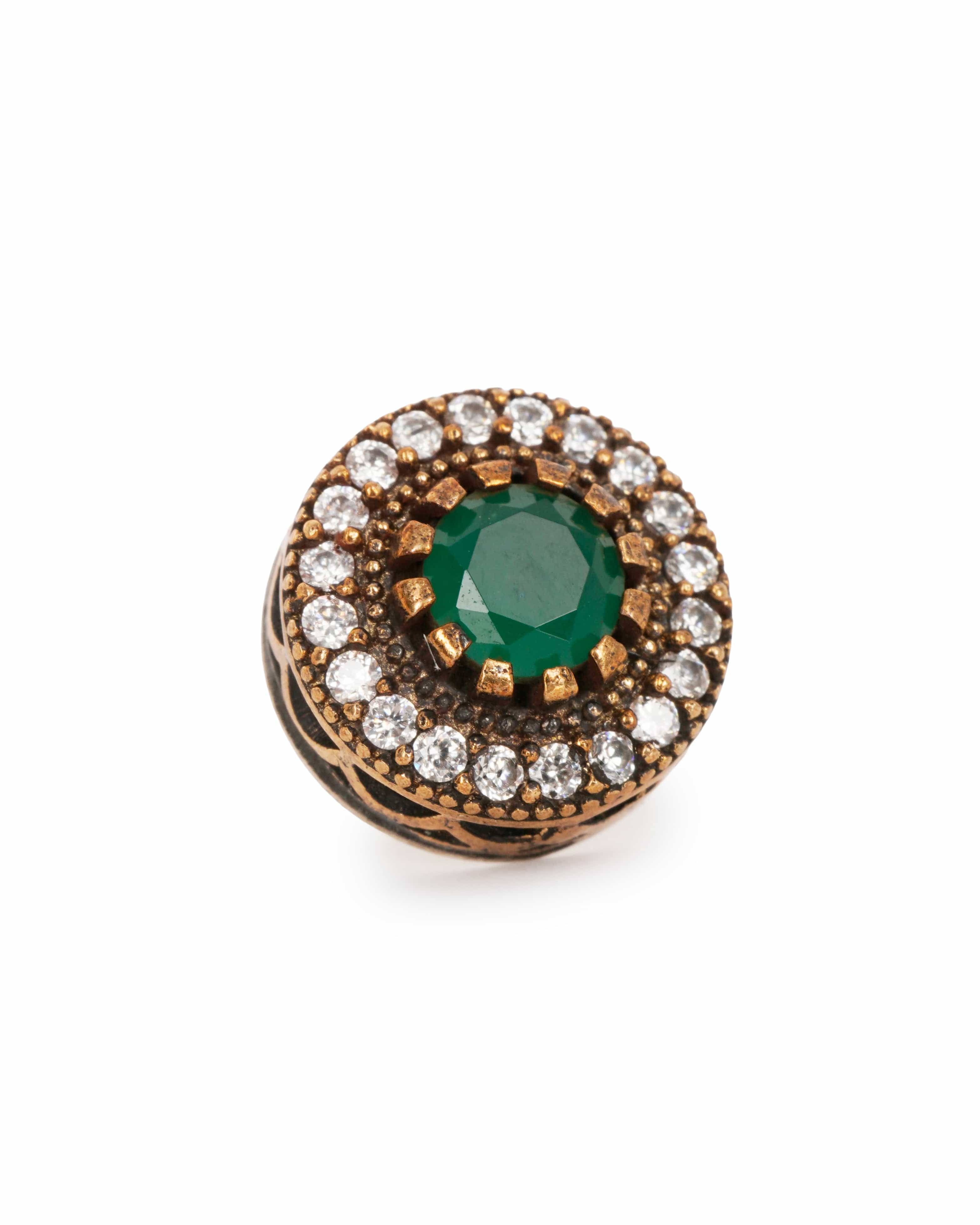 Luxury Promise gilt silver green chalcedony studs ALTC0515