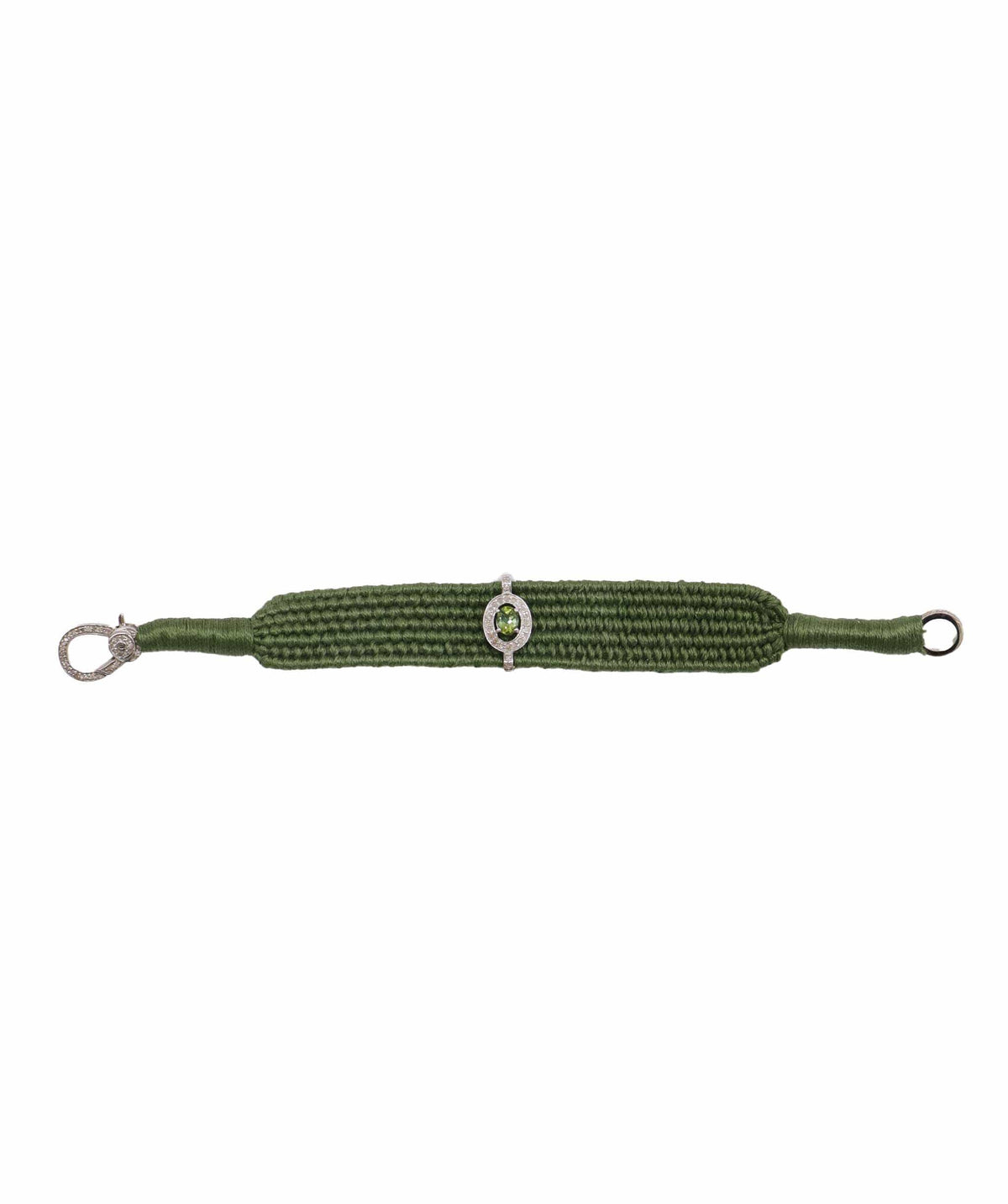 Luxury Promise Green Tourmaline & Diamond Olive Thread Friendship Bracelet DXBCD2260