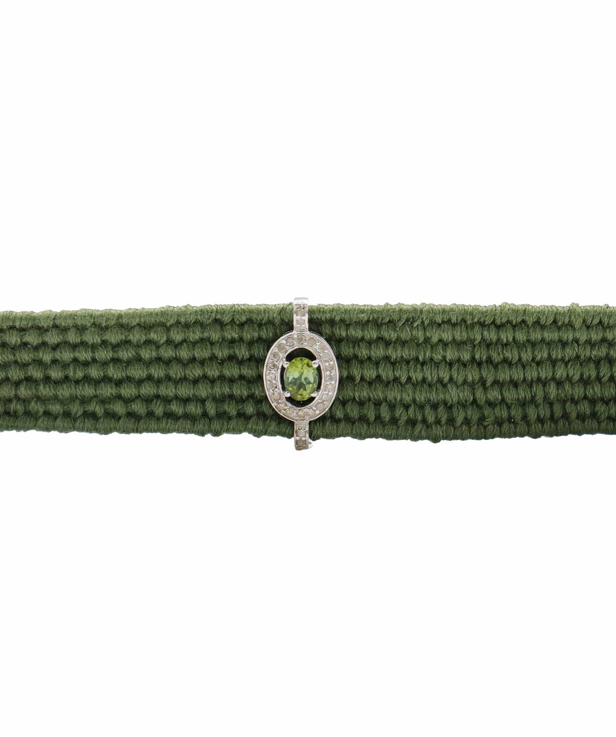 Luxury Promise Green Tourmaline & Diamond Olive Thread Friendship Bracelet DXBCD2260