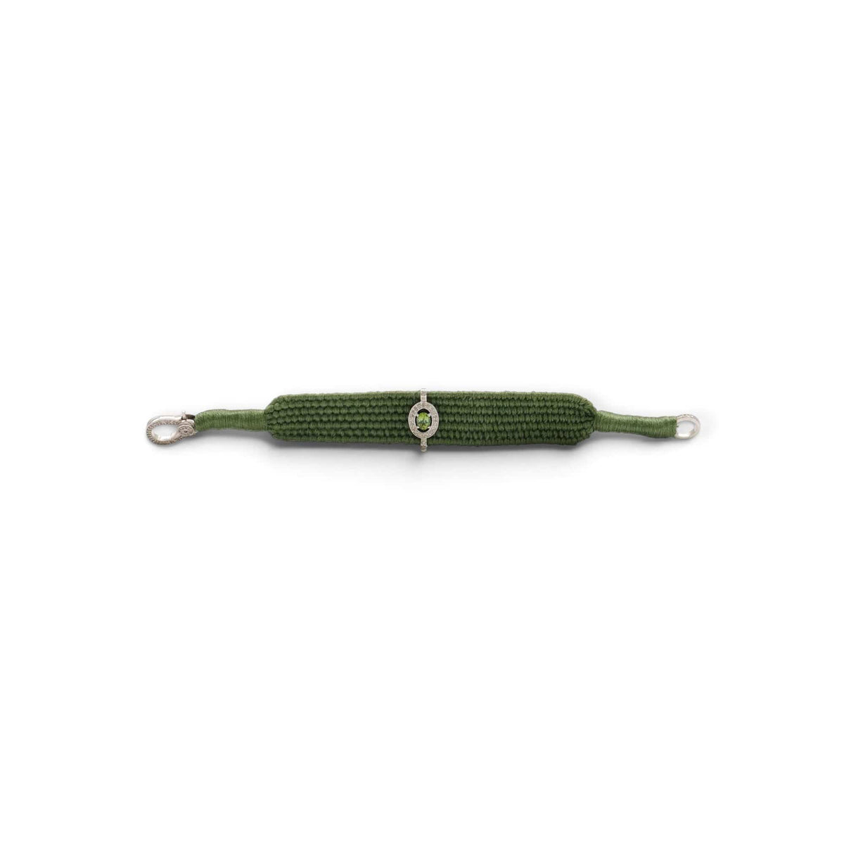 Luxury Promise Green Tourmaline & Diamond Olive Thread Friendship Bracelet DXBCD2260