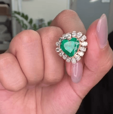 Luxury Promise GRS Colombian 3.07ct Emerald with D1.74ct VVM in K18 6.9g / JC0225 JJC1112