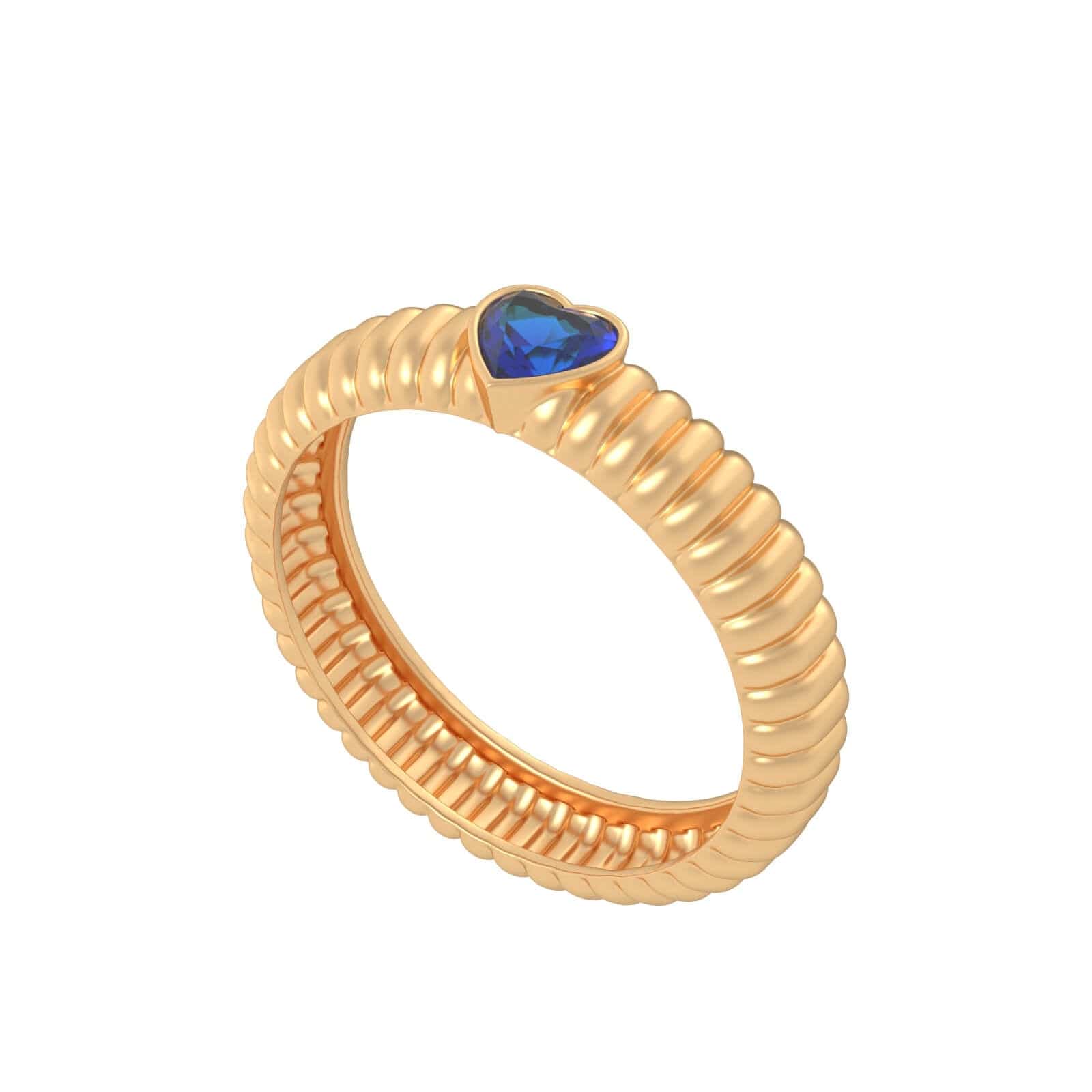 Luxury Promise Heart Ring Yellow Gold with Blue Sapphire Size 52 ASL10569