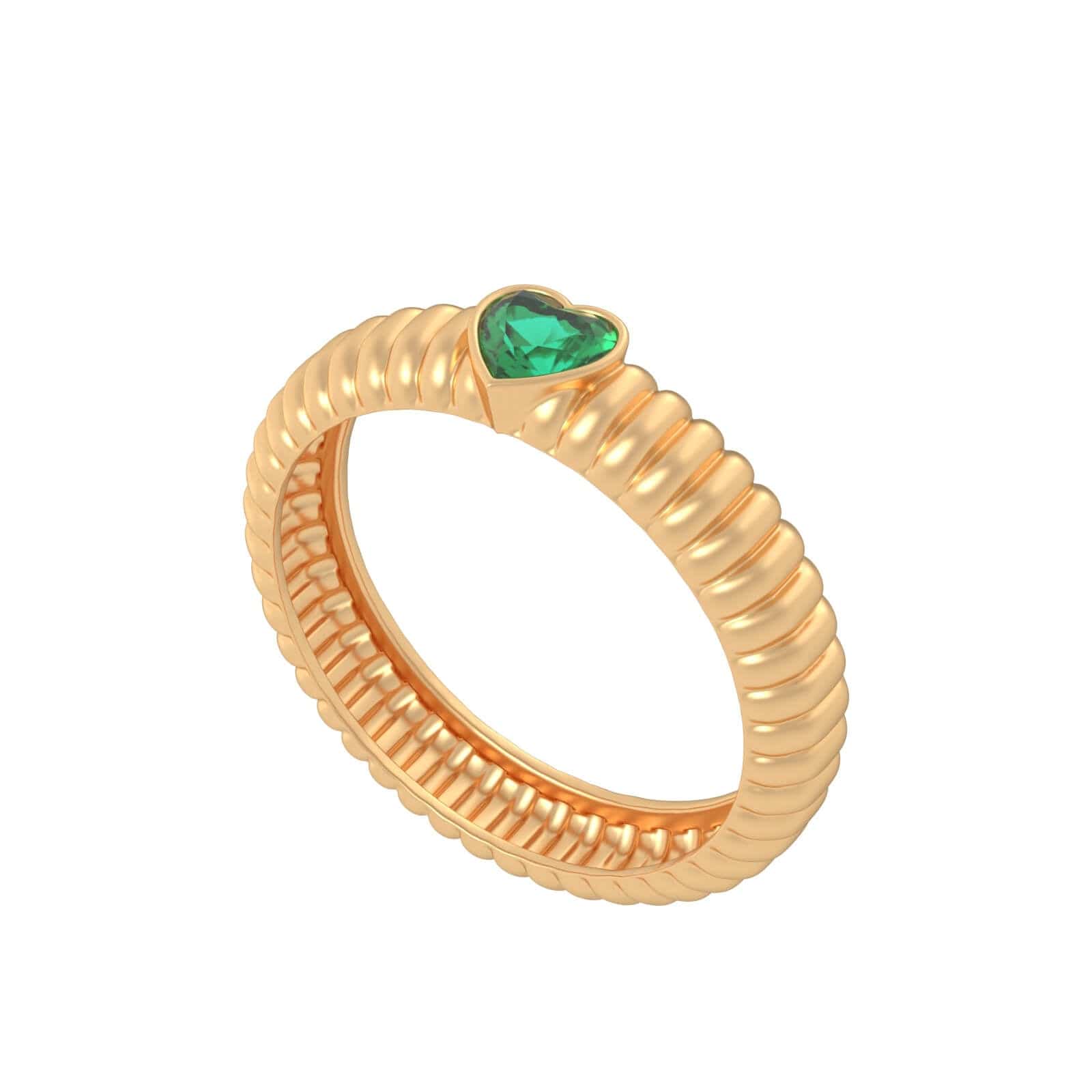 Luxury Promise Heart Ring Yellow Gold with Emerald Size 52 ASL10568