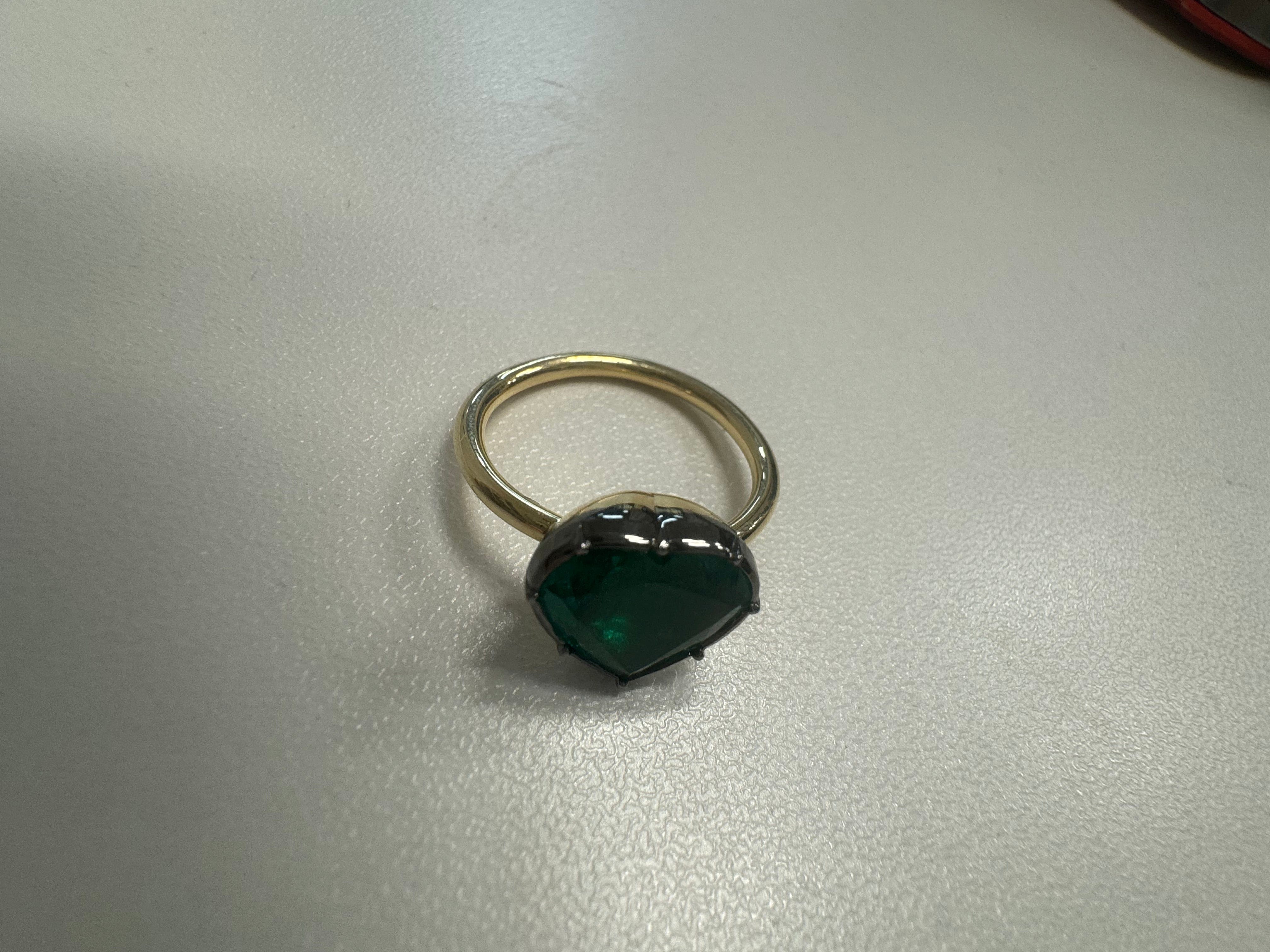 Luxury Promise Heart-shaped Zambian emerald, 2.75 carats, in a custom ring mount AHC1956