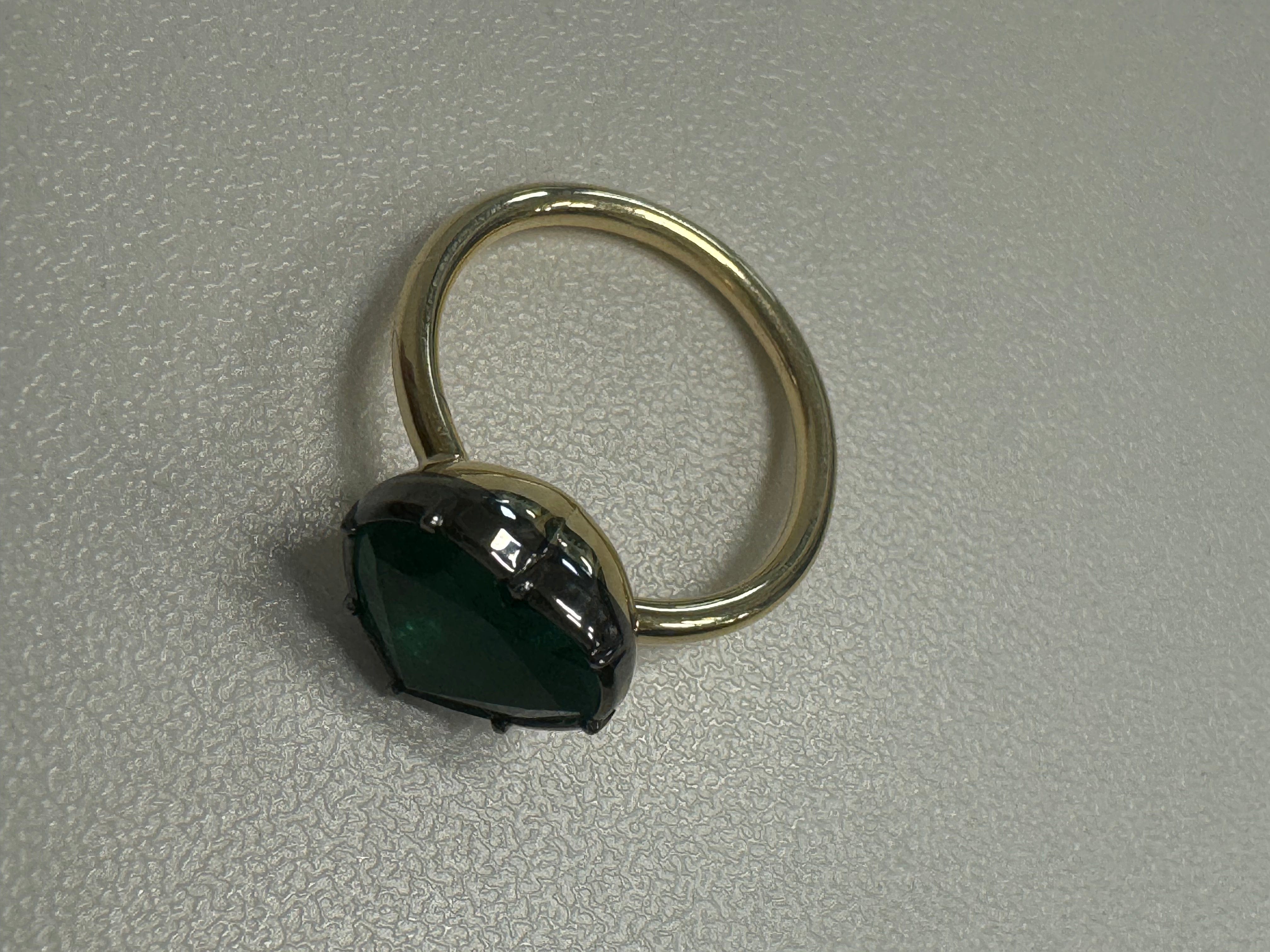 Luxury Promise Heart-shaped Zambian emerald, 2.75 carats, in a custom ring mount AHC1956