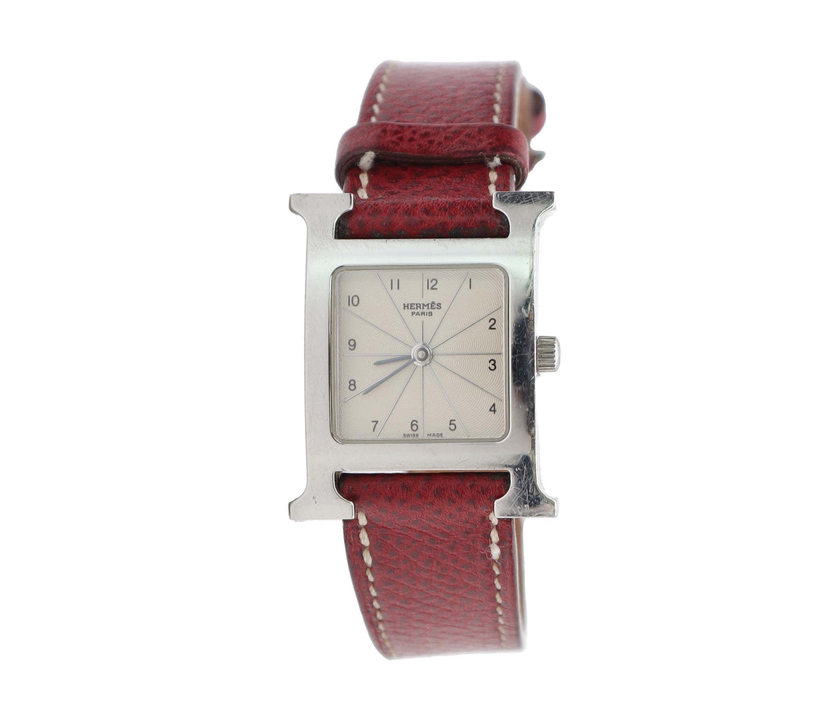 Luxury Promise HERMES H-Watch HH1 210 Women's Watch Silver Red Quartz Watch H Watch Hermes DXBS6585