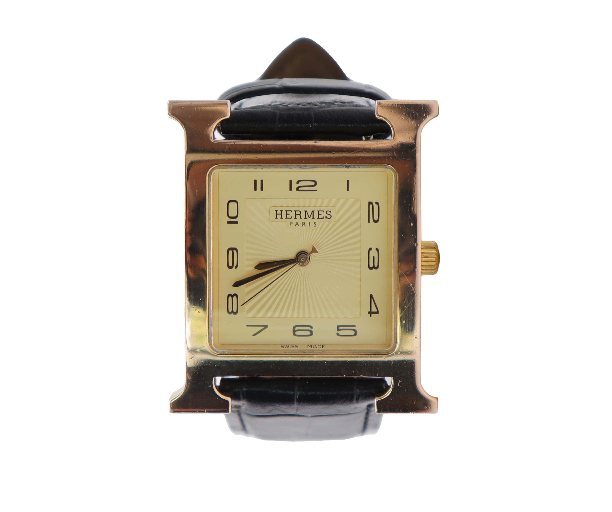 Luxury Promise HERMES H-Watch HH1 801 Men's Watch Gold Black Quartz Watch H Watch Hermes DXBS6584