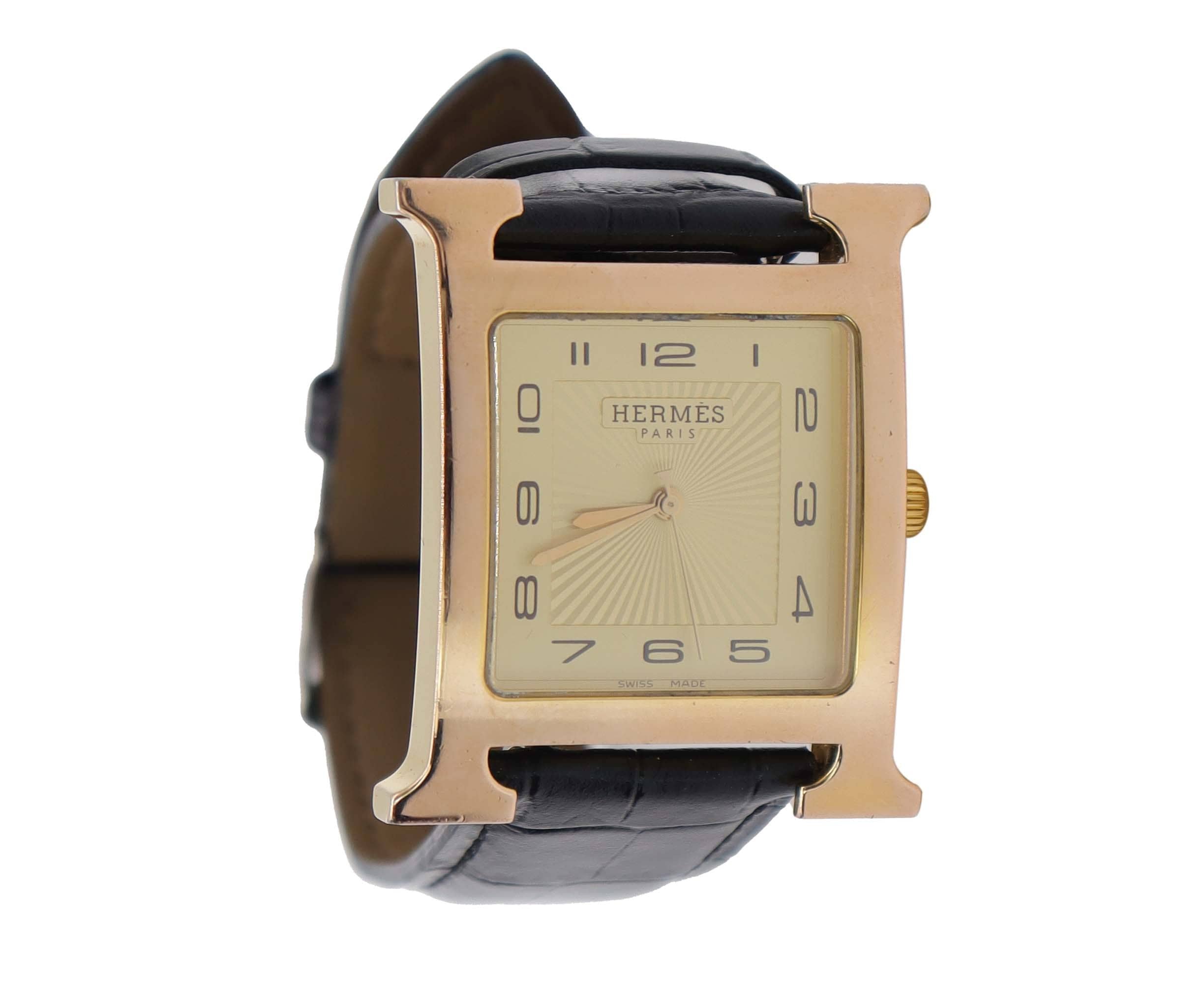Luxury Promise HERMES H-Watch HH1 801 Men's Watch Gold Black Quartz Watch H Watch Hermes DXBS6584