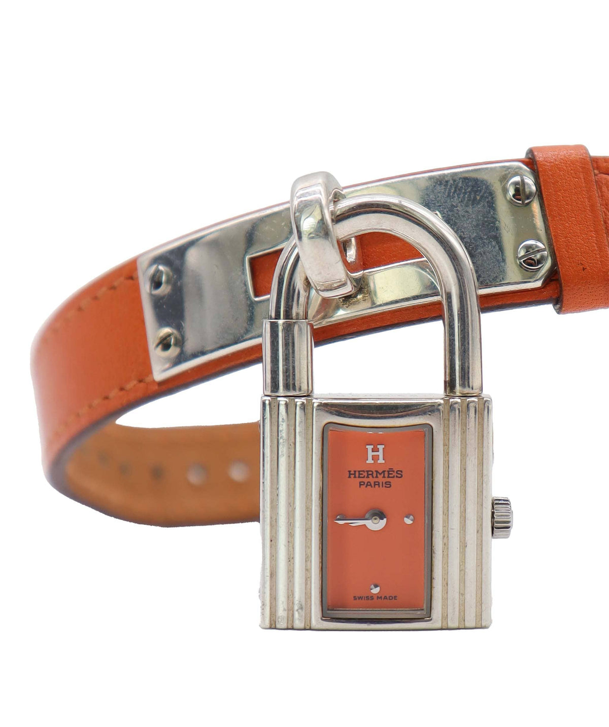 Luxury Promise HERMES Kelly Watch Vintage Women's Watch Silver SV925 Orange Quartz Watch with Padlock Kelly Watch Hermes DXBS6581