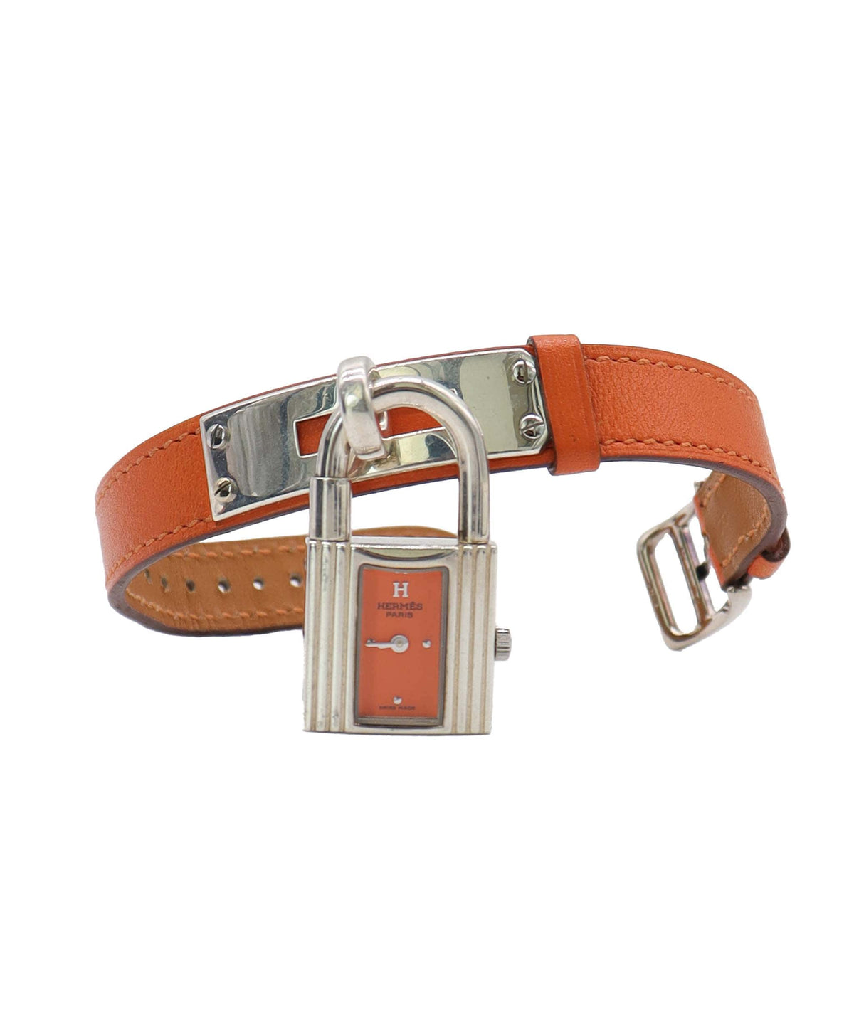 Luxury Promise HERMES Kelly Watch Vintage Women's Watch Silver SV925 Orange Quartz Watch with Padlock Kelly Watch Hermes DXBS6581