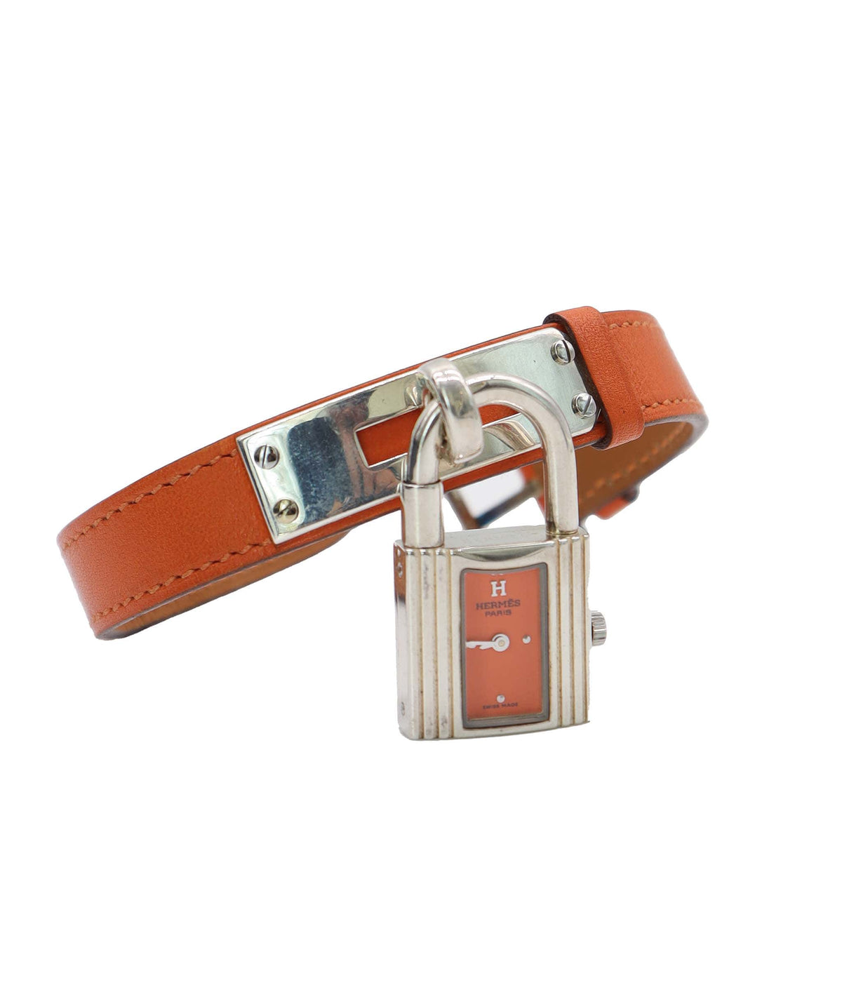 Luxury Promise HERMES Kelly Watch Vintage Women's Watch Silver SV925 Orange Quartz Watch with Padlock Kelly Watch Hermes DXBS6581