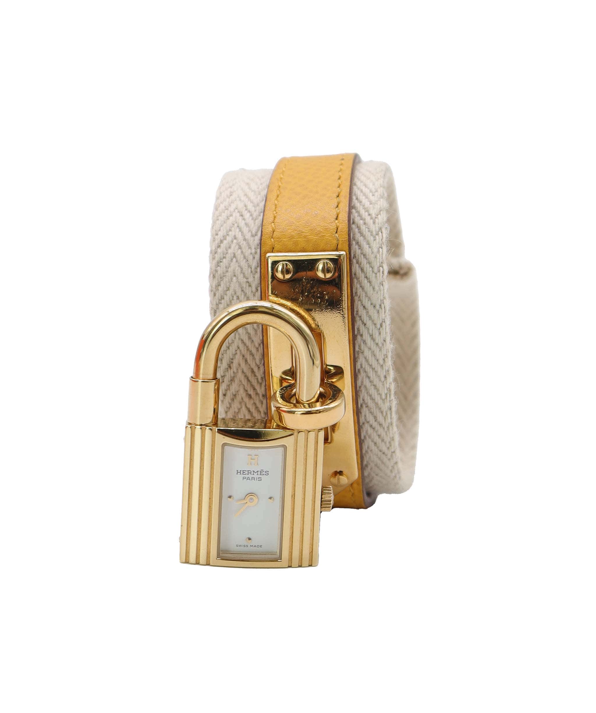 Luxury Promise HERMES Kelly Watch Vintage Women's Watch White Yellow Quartz Watch with Padlock Kelly Watch Hermes DXBS6583