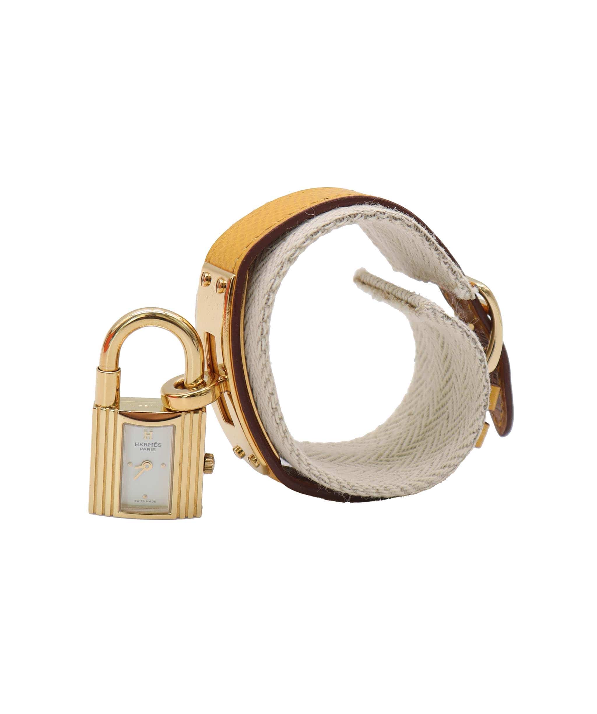 Luxury Promise HERMES Kelly Watch Vintage Women's Watch White Yellow Quartz Watch with Padlock Kelly Watch Hermes DXBS6583