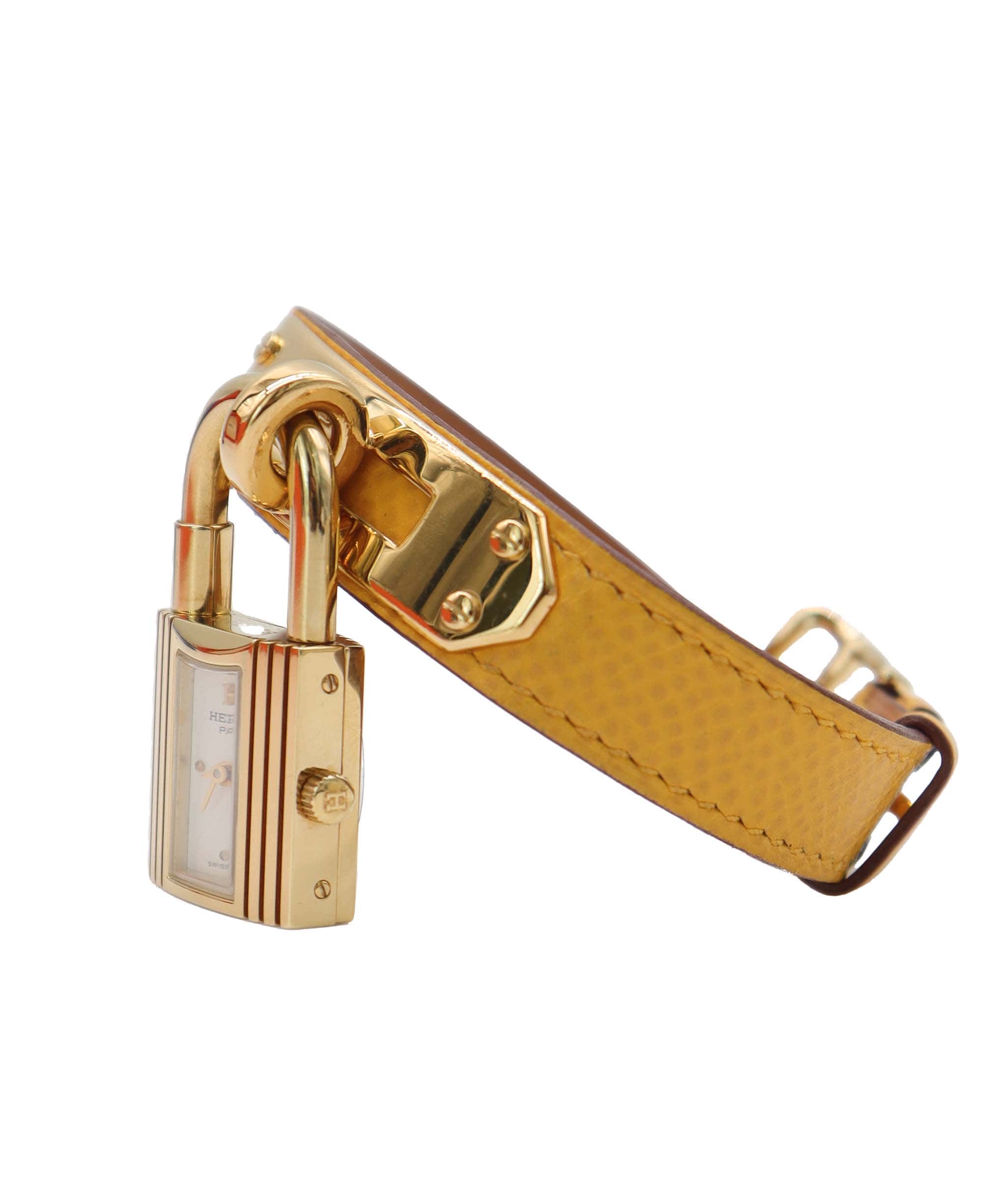 Luxury Promise HERMES Kelly Watch Vintage Women's Watch White Yellow Quartz Watch with Padlock Kelly Watch Hermes DXBS6583