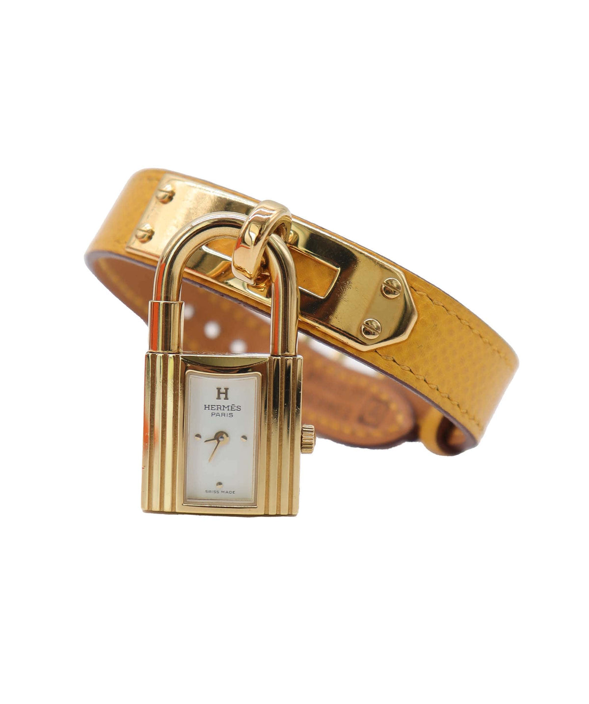 Luxury Promise HERMES Kelly Watch Vintage Women's Watch White Yellow Quartz Watch with Padlock Kelly Watch Hermes DXBS6583