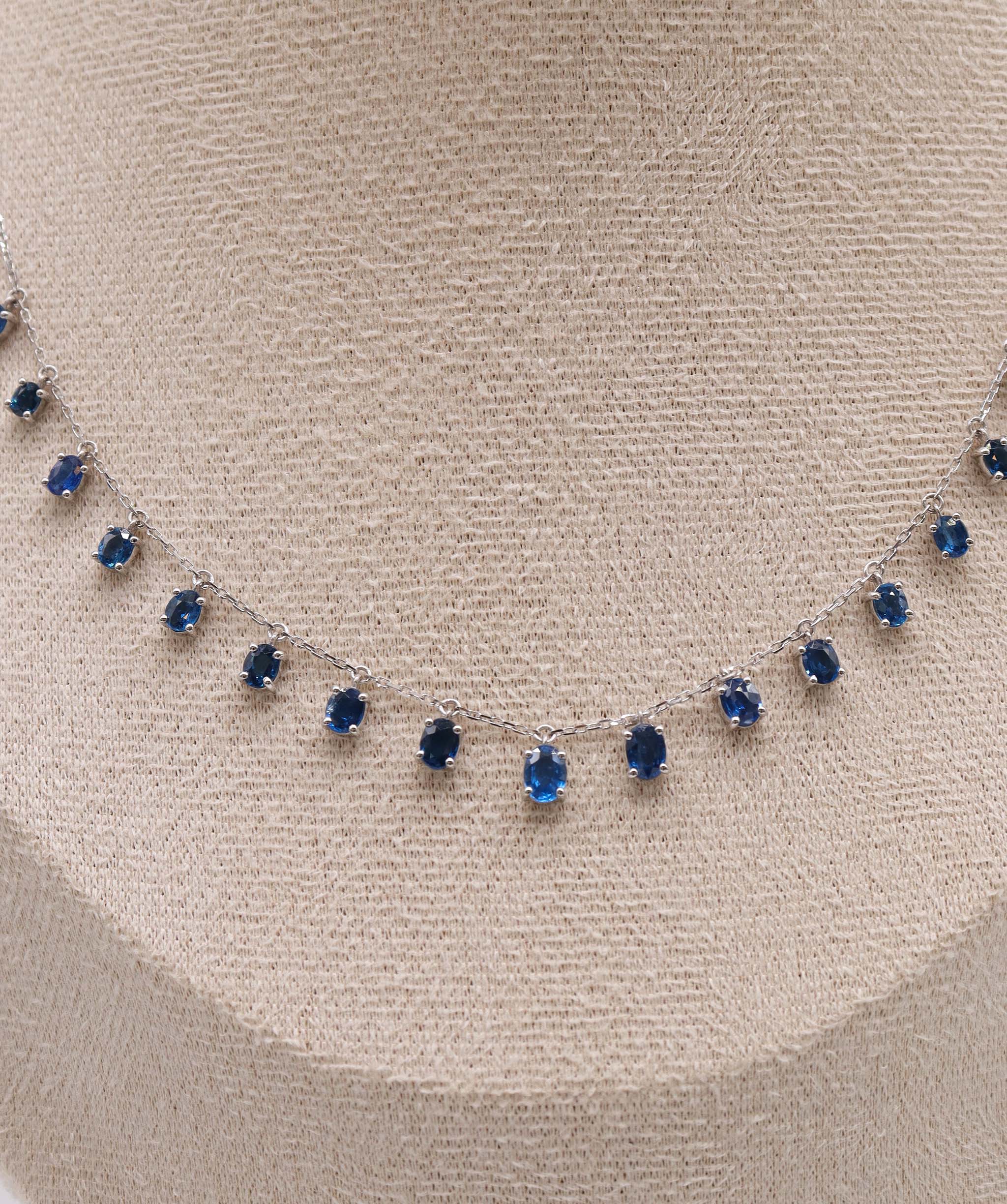 Luxury Promise Investment ICE 3.11ct cobalt blue  Oval Drop WG Necklace DXBS5621