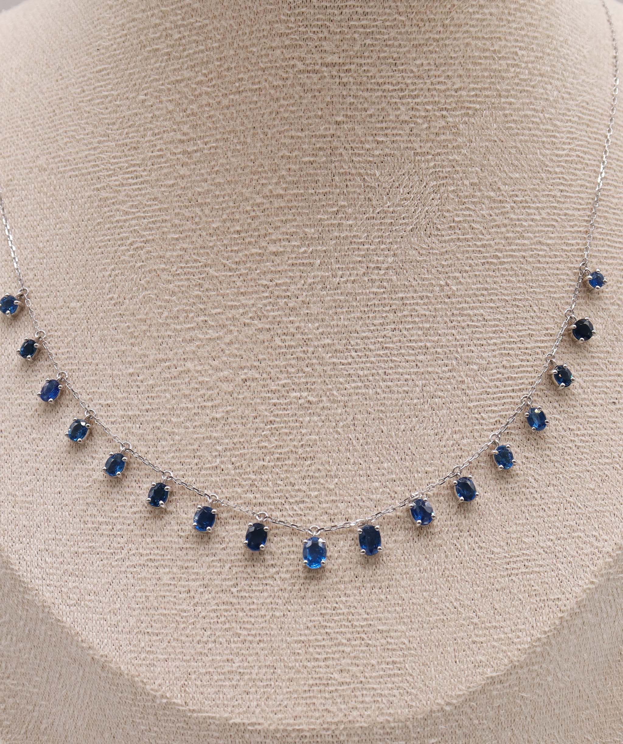 Luxury Promise Investment ICE 3.11ct cobalt blue  Oval Drop WG Necklace DXBS5621