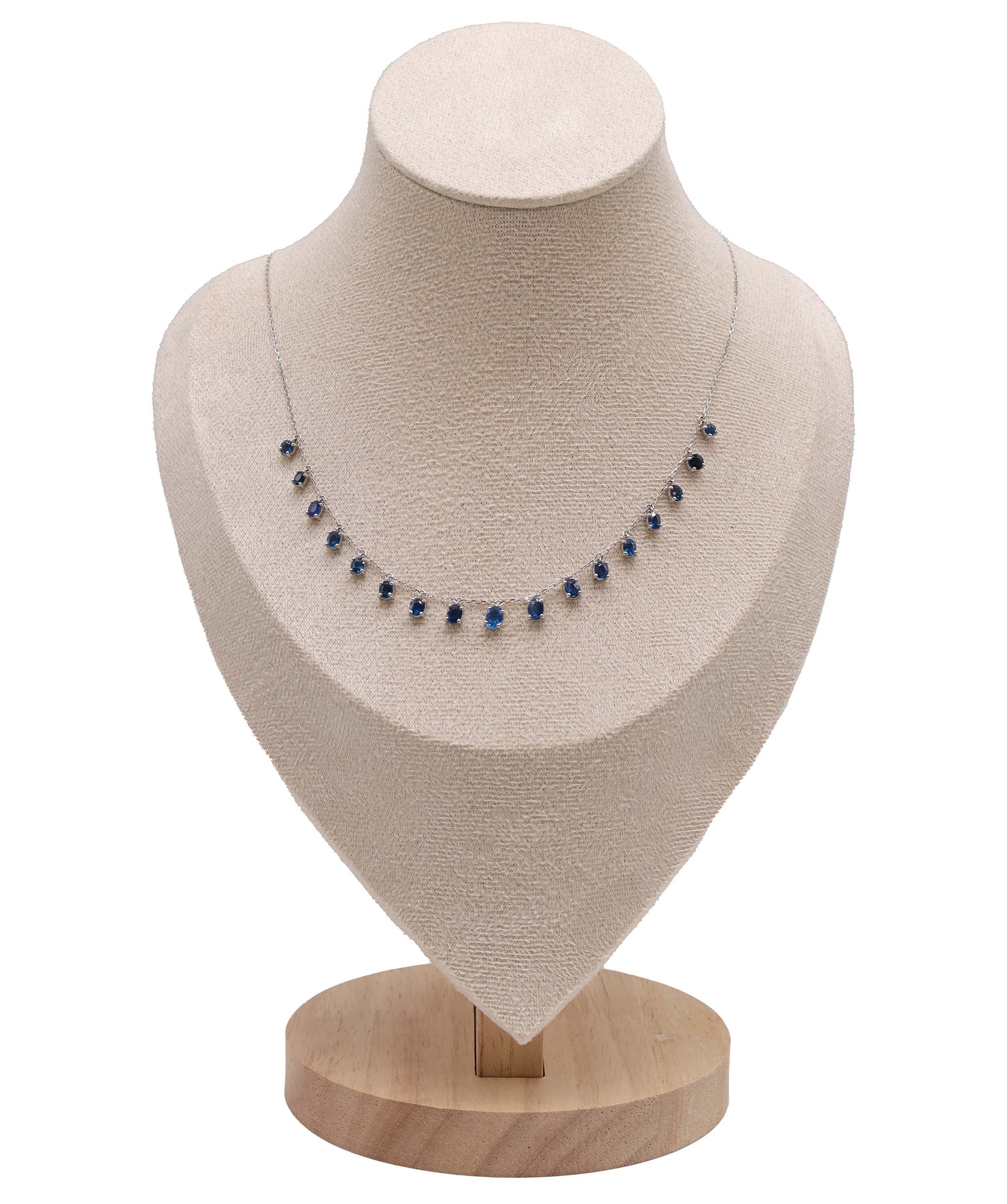 Luxury Promise Investment ICE 3.11ct cobalt blue  Oval Drop WG Necklace DXBS5621