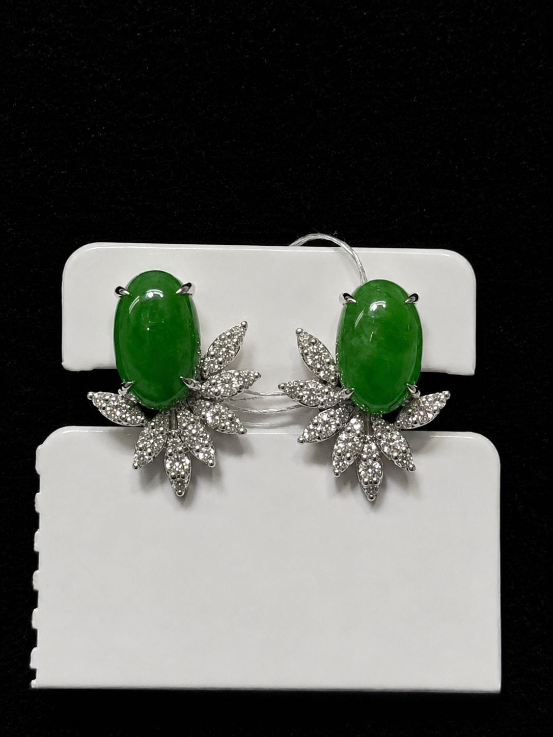 Luxury Promise Jadeite Diamond Earrings in Pt900 / J5.23ct / D0.606ct 7171 JJC0745