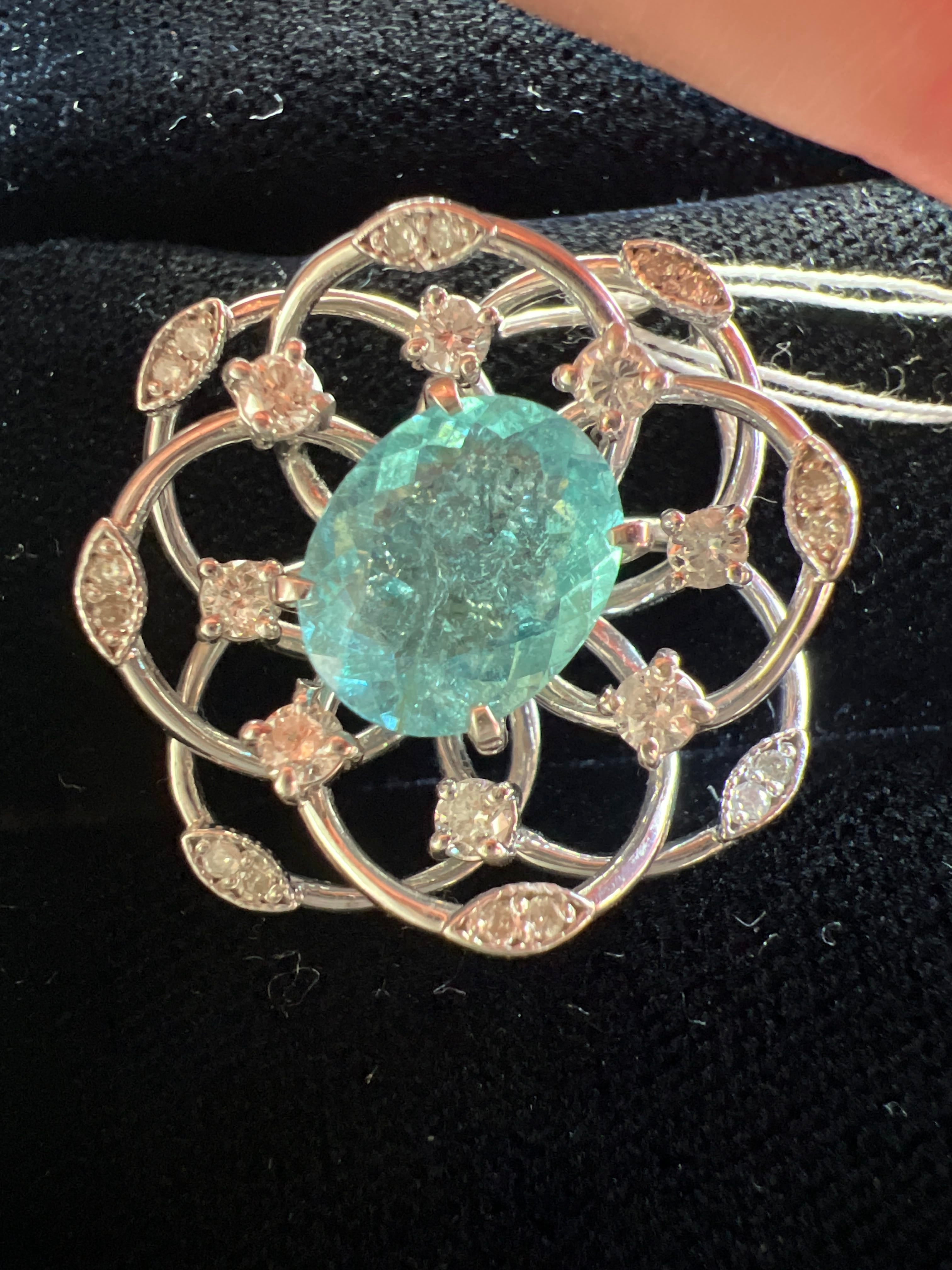 Luxury Promise K18WG PARAIBA TOURMALINE P2.79 DA 0.74 PENDANT TOP 25-37159