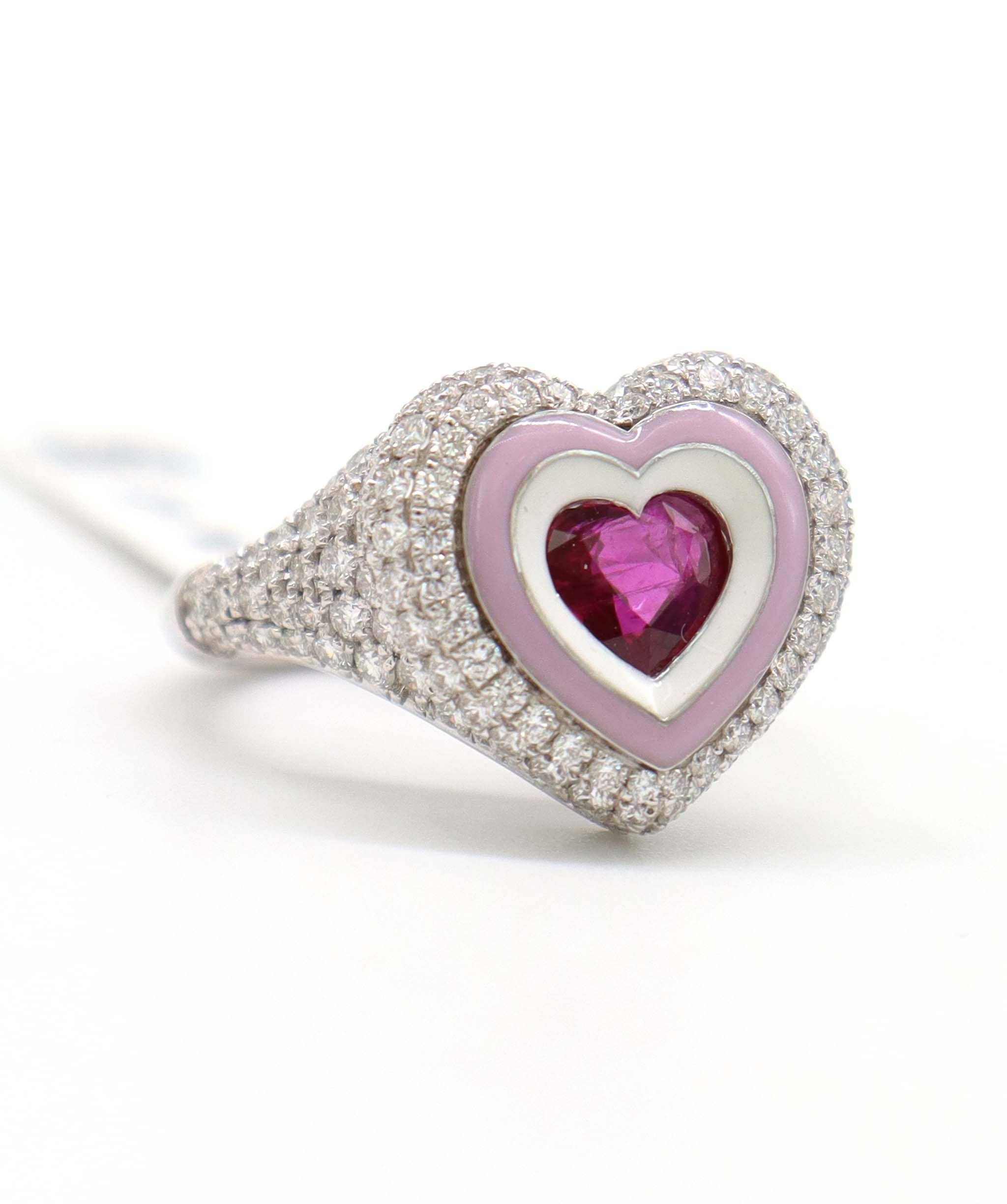 Luxury Promise KAMYEN 1.29CT BUBBLEGUM HEART PINKY Ring R-AC86K