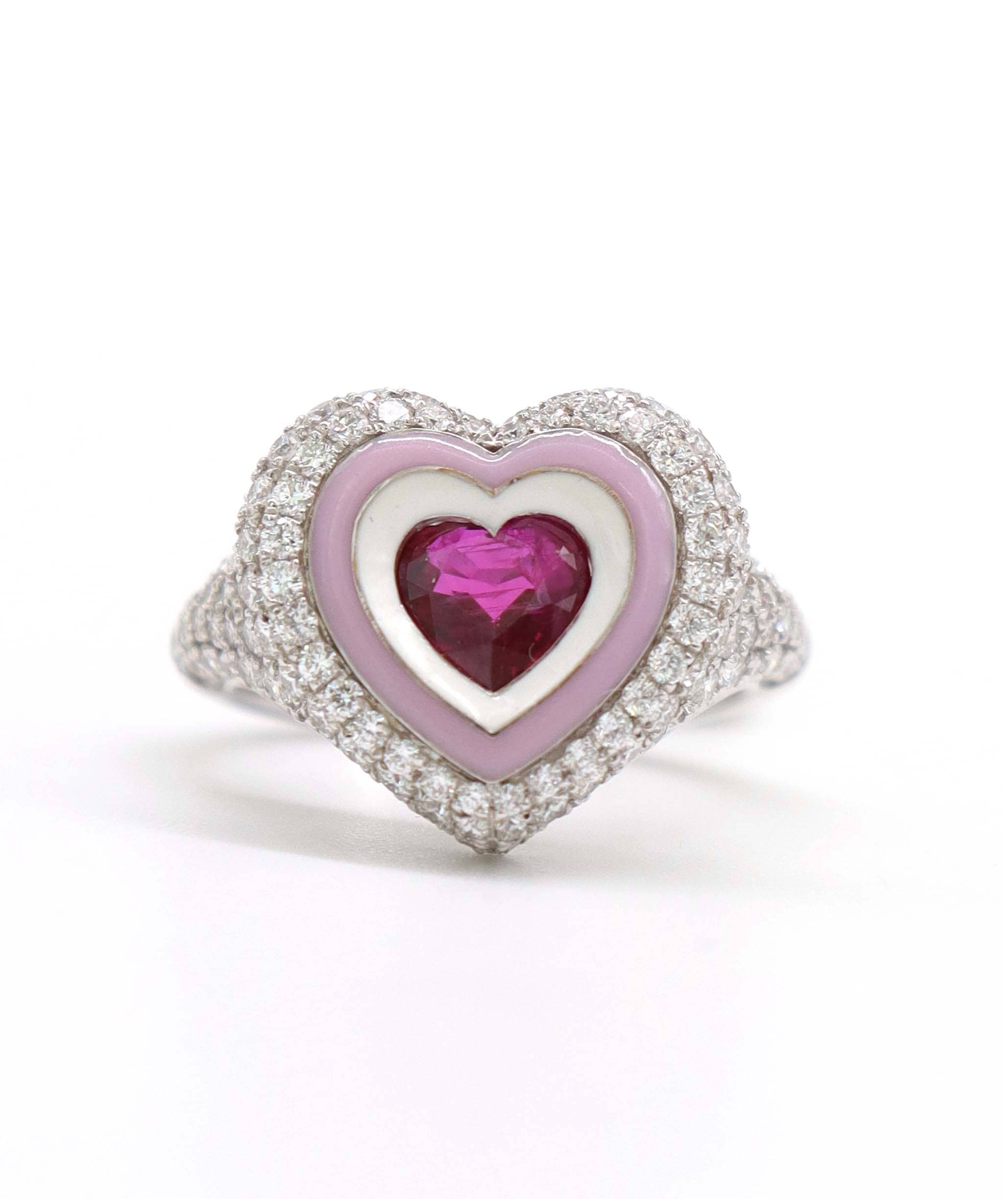 Luxury Promise KAMYEN 1.29CT BUBBLEGUM HEART PINKY Ring R-AC86K