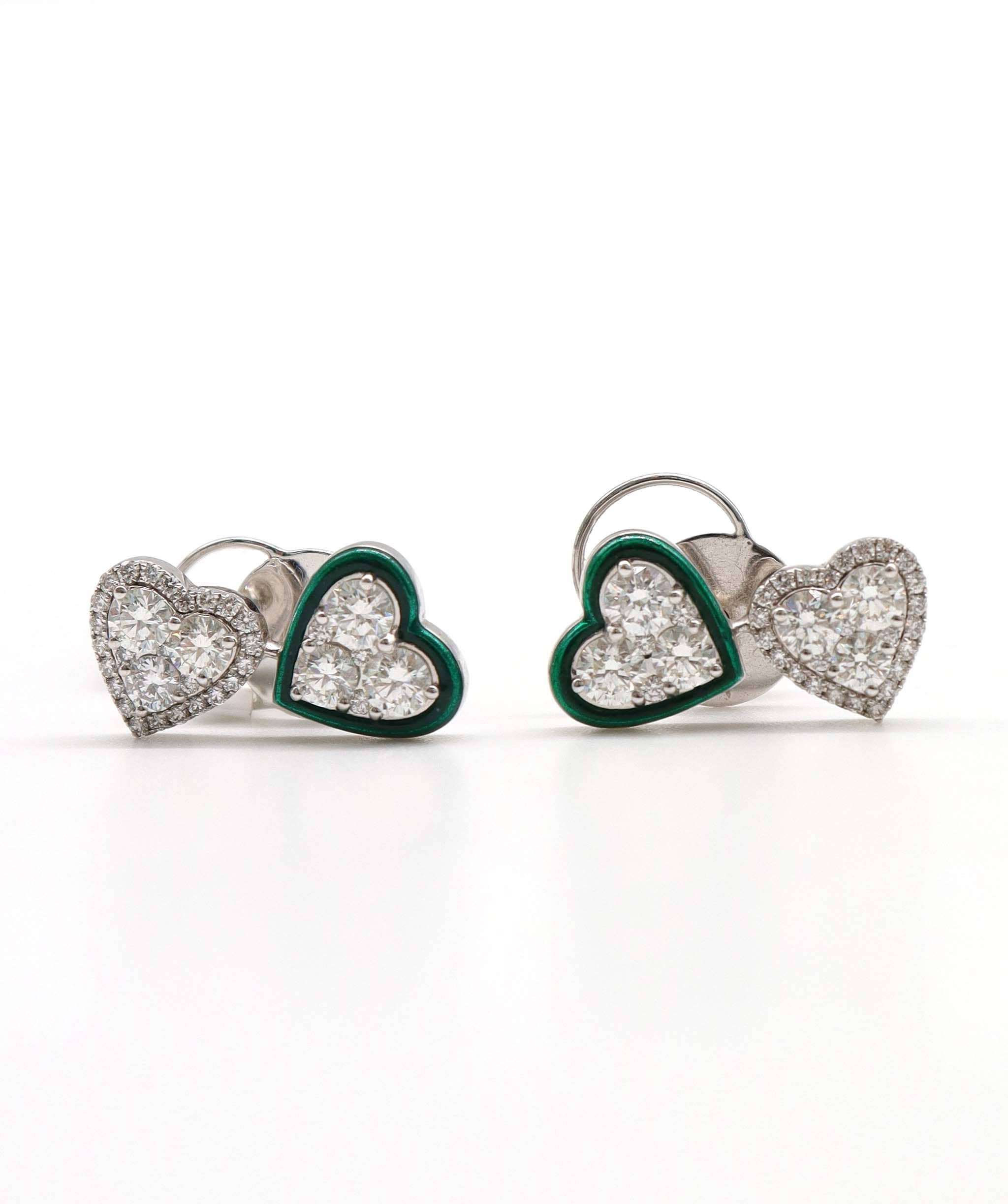 Luxury Promise KAMYEN 1.71CT TWIN HEART STUDS  Earring ER-B54K