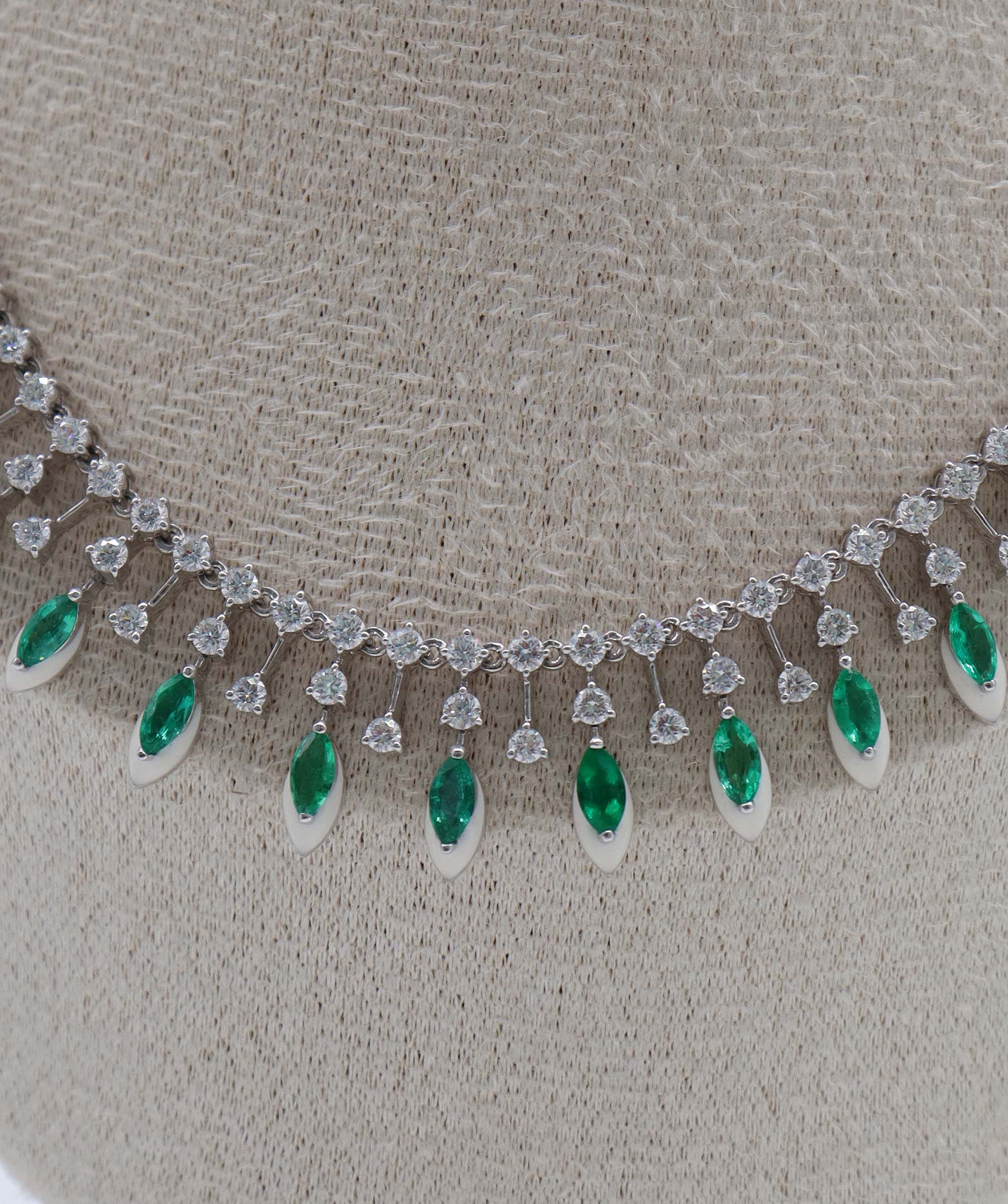Luxury Promise KAMYEN 3.64CT ZAM MQ AND ROUND DIAMOND CHOKER Pendant P-F47G