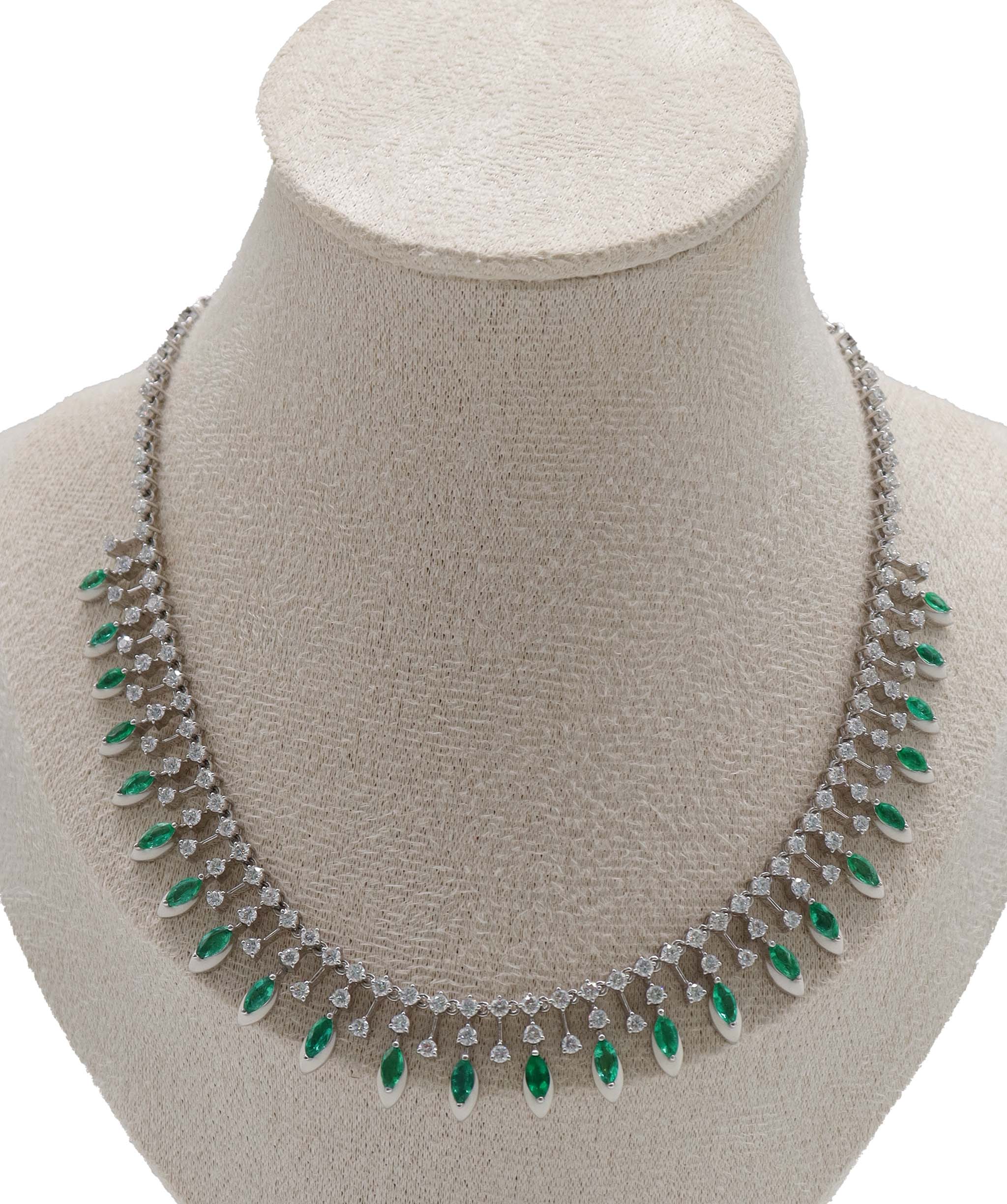 Luxury Promise KAMYEN 3.64CT ZAM MQ AND ROUND DIAMOND CHOKER Pendant P-F47G