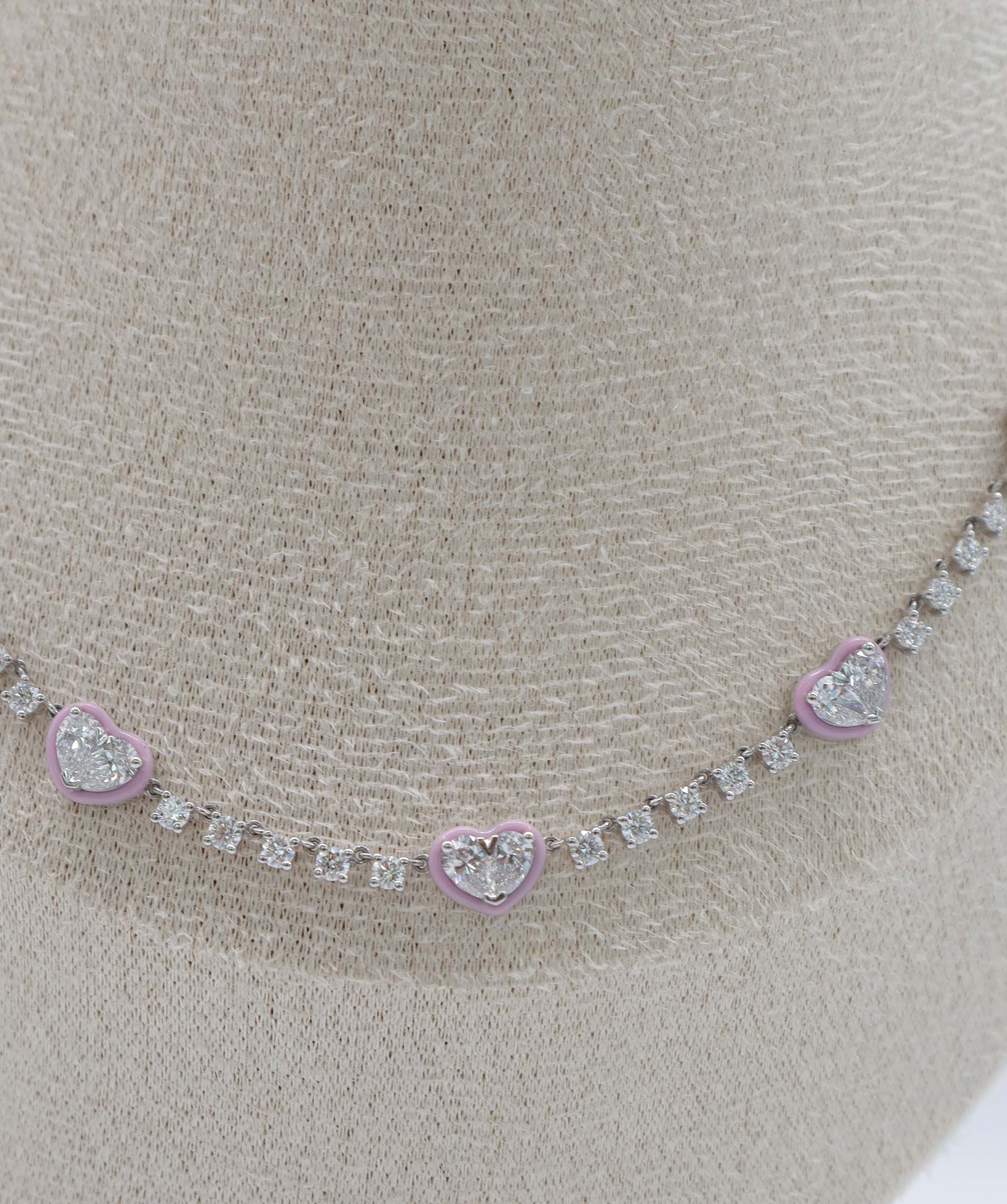 Luxury Promise KAMYEN 4.46CT TWIN HEART CHOKER Pendant P-F51K