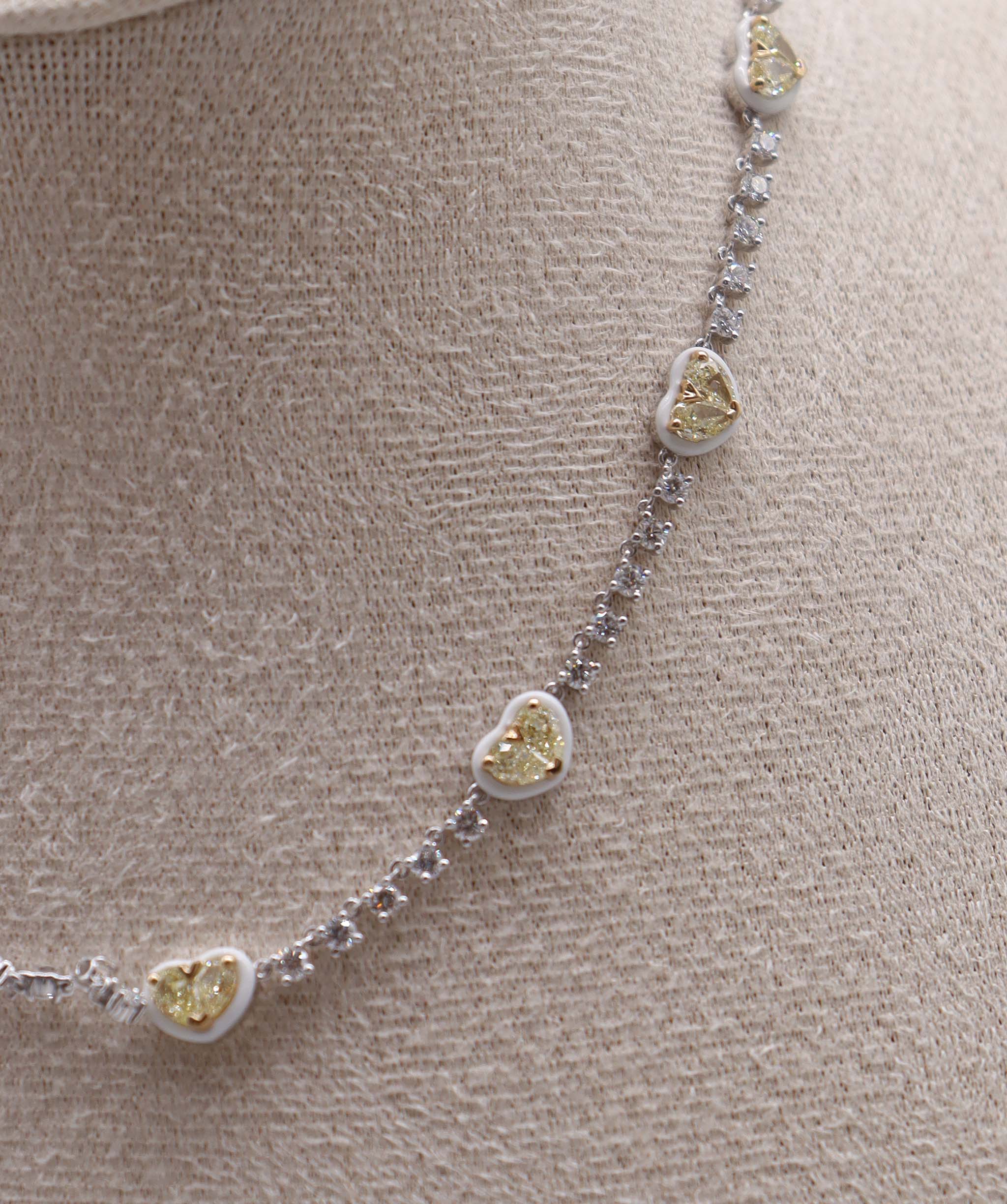 Luxury Promise KAMYEN 5.19CT TWIN YELLOW HEART CHOKER Pendant P-F50K