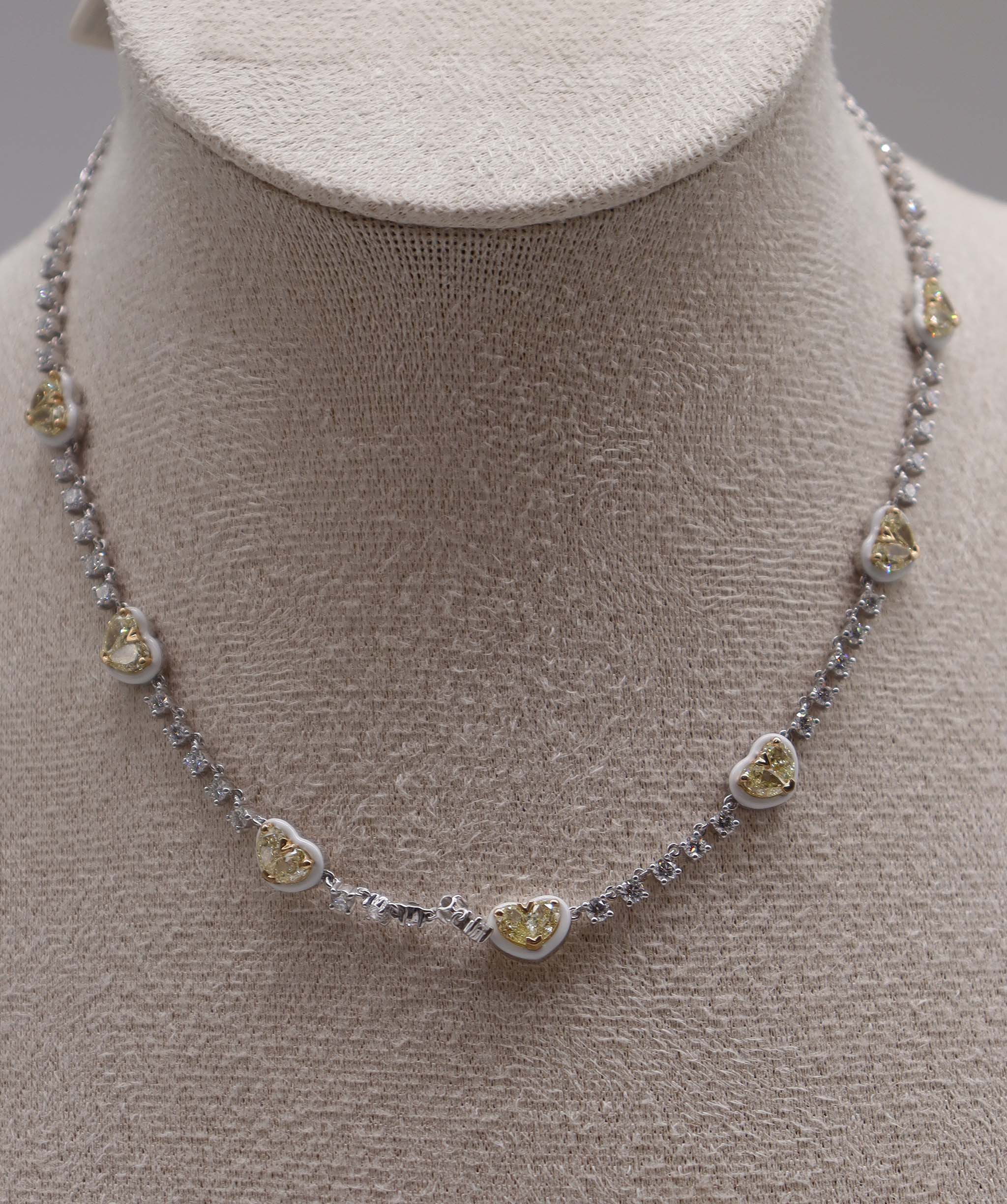 Luxury Promise KAMYEN 5.19CT TWIN YELLOW HEART CHOKER Pendant P-F50K