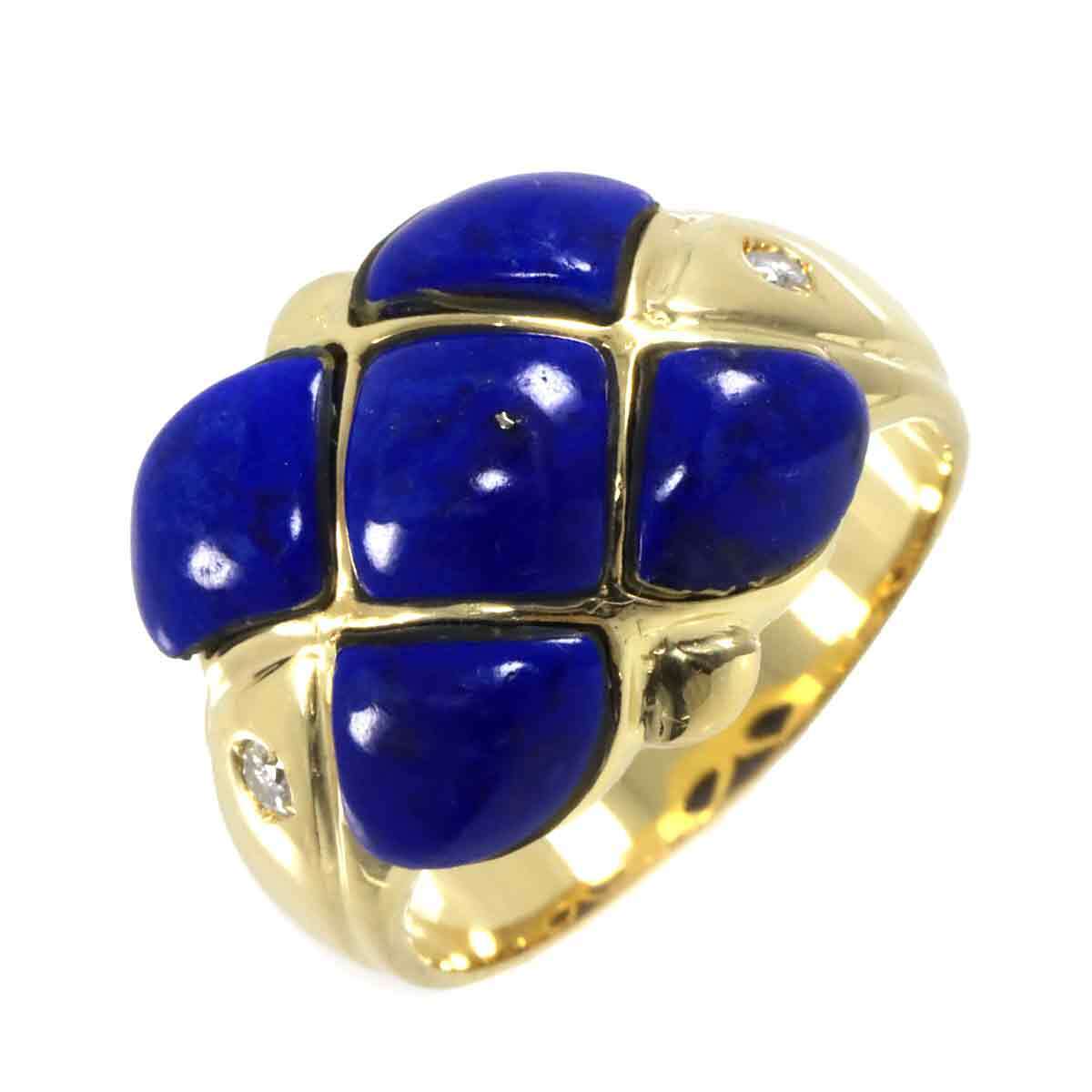 Luxury Promise Lapis Lazuli Diamond Ring 18K Yellow Gold 750 size7.25(US) 90211288