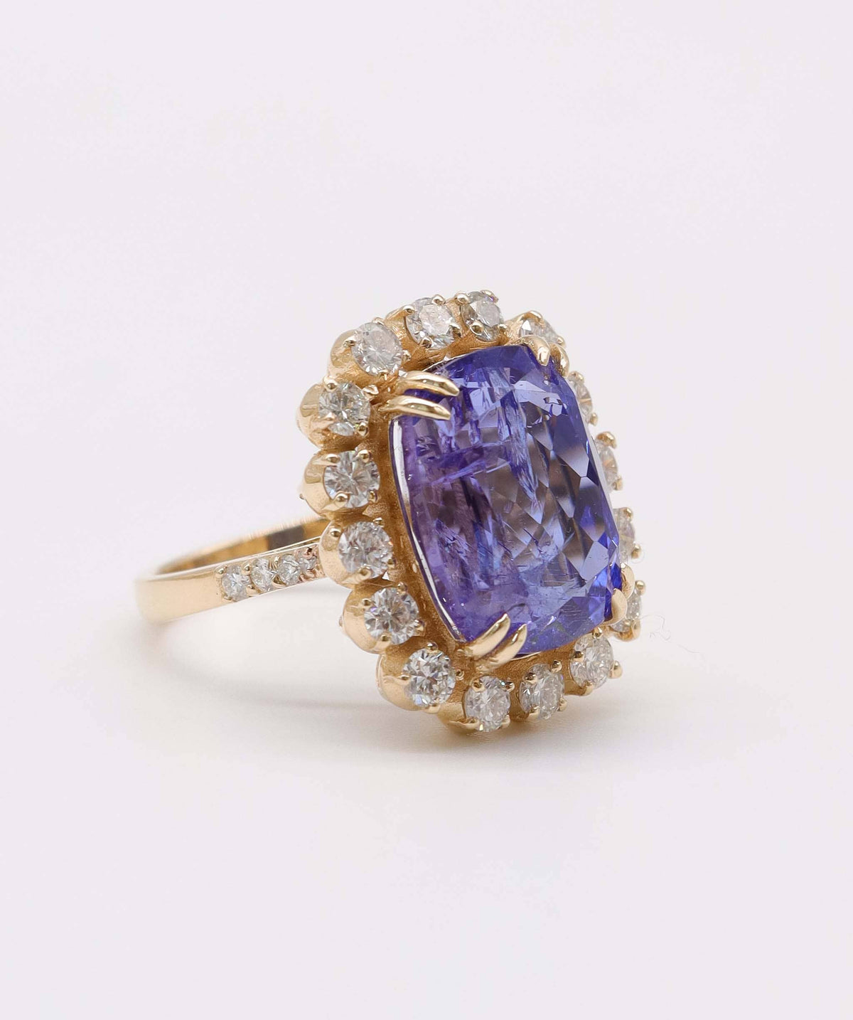 Luxury Promise Large Tanzanite & Diamond Ring in 14k AVNC005
