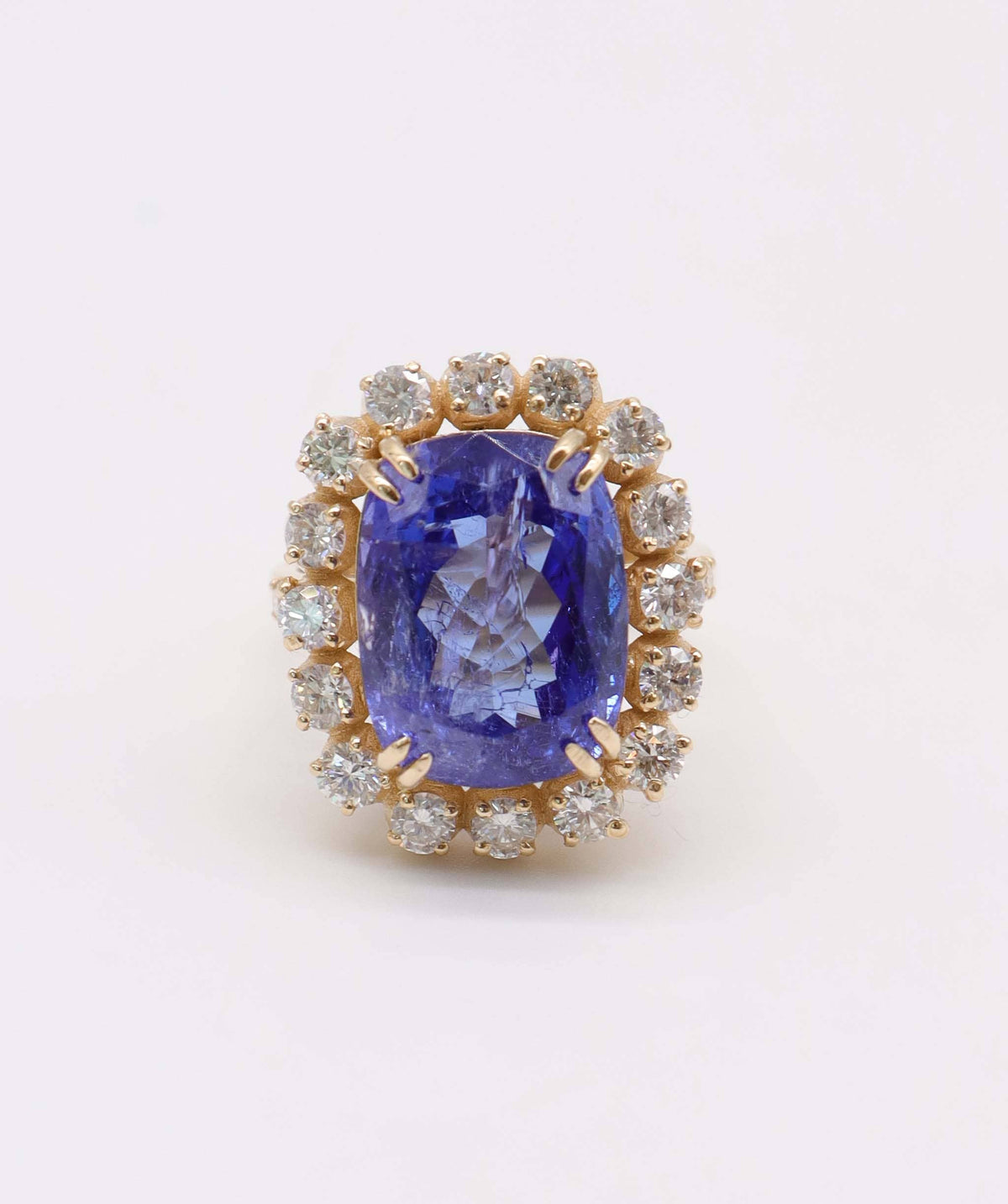 Luxury Promise Large Tanzanite & Diamond Ring in 14k AVNC005