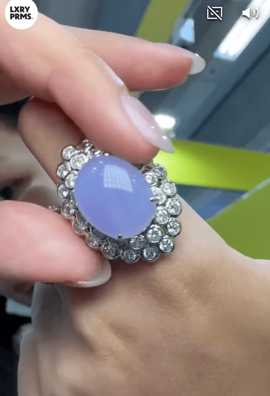 Luxury Promise Lavender Jade Diamond Ring in Pt900 / LJ15.38ct / D3.62ct 3791 JJC0861