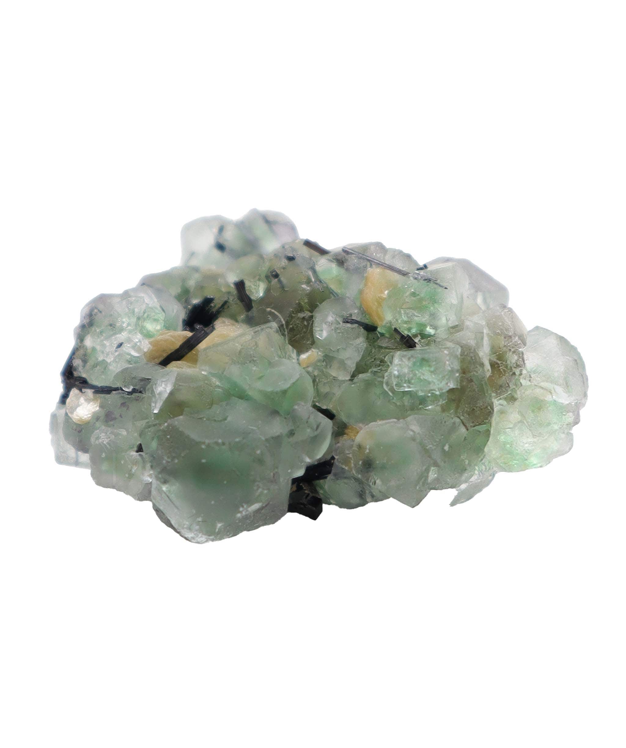 Luxury Promise Mint Green Fluorite + Black Tourmaline Crystal Cluster Namibia RDC0196