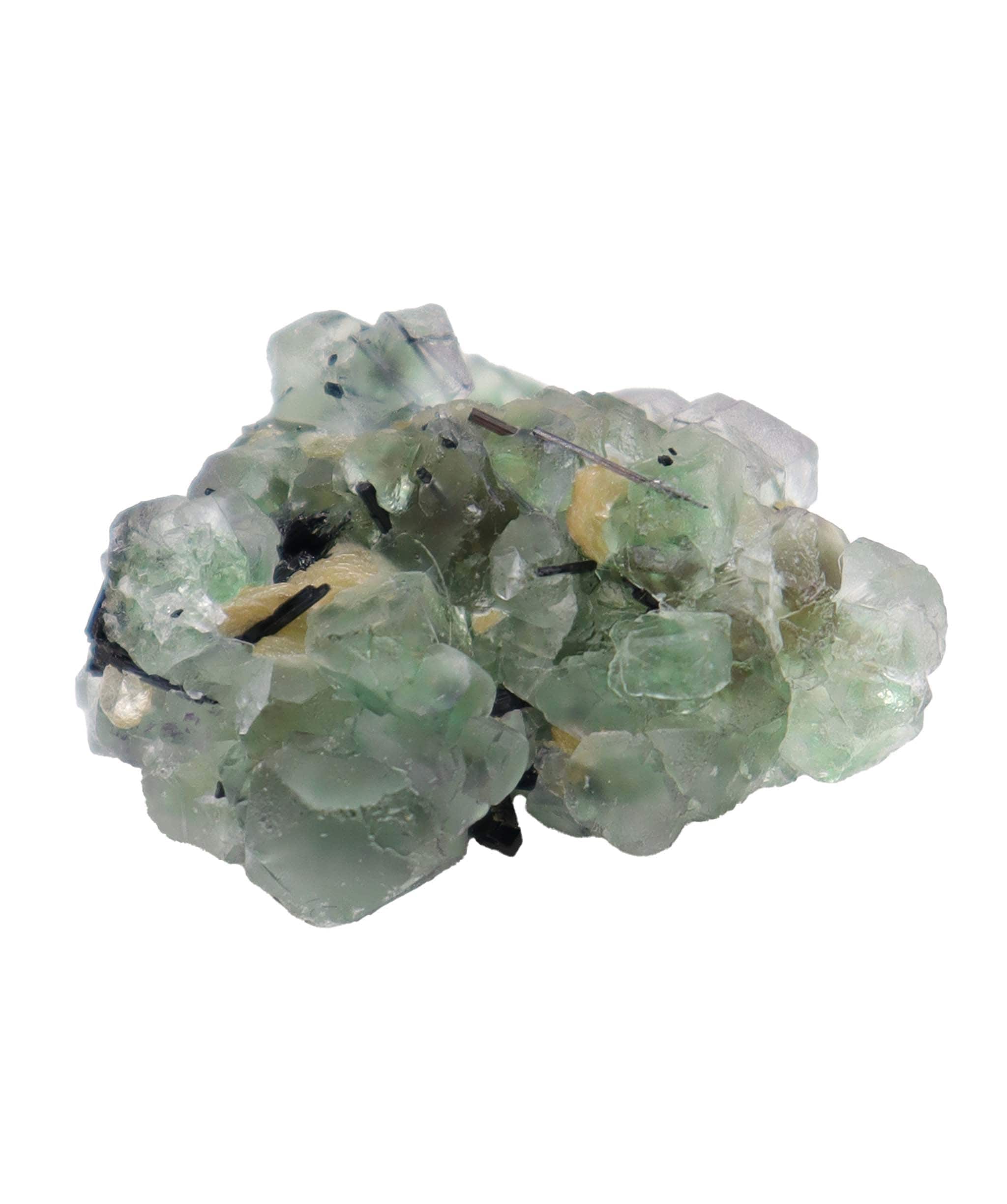 Luxury Promise Mint Green Fluorite + Black Tourmaline Crystal Cluster Namibia RDC0196