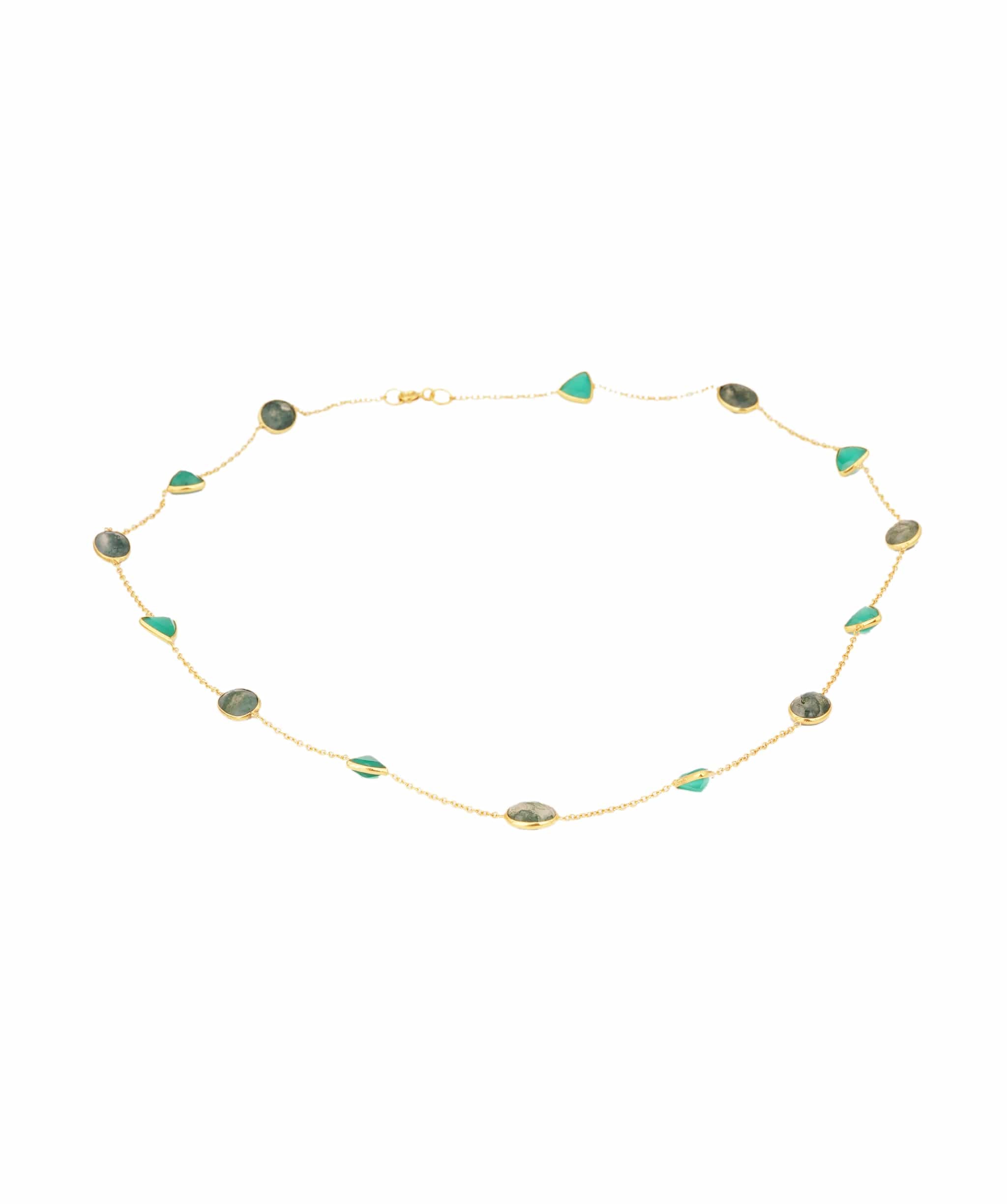 Luxury Promise Moss Agate and Green Onyx Necklace ANC1766