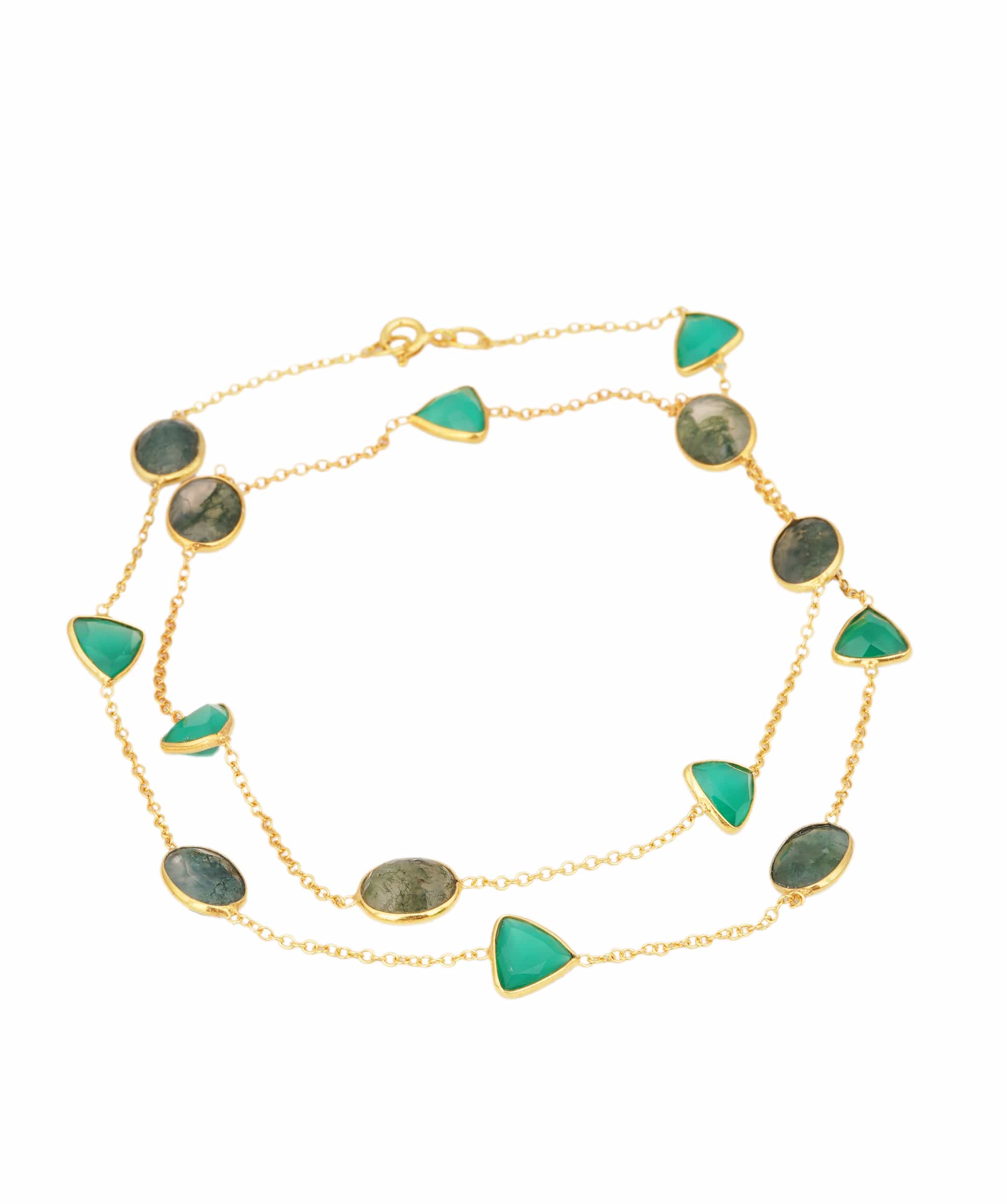 Luxury Promise Moss Agate and Green Onyx Necklace ANC1766