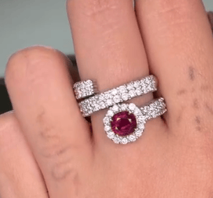 Luxury Promise Mozambique Vivid Pigeon Blood Ruby Ring in PT900 / R1.39ct, D1.45ct CX3381 JJC0325