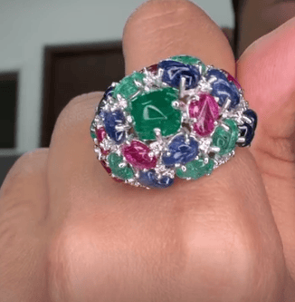 Luxury Promise Multi Colored Emerald Ring / E1.67ct, CS 8.06ct, D1.09ct CX8948 JJC0305