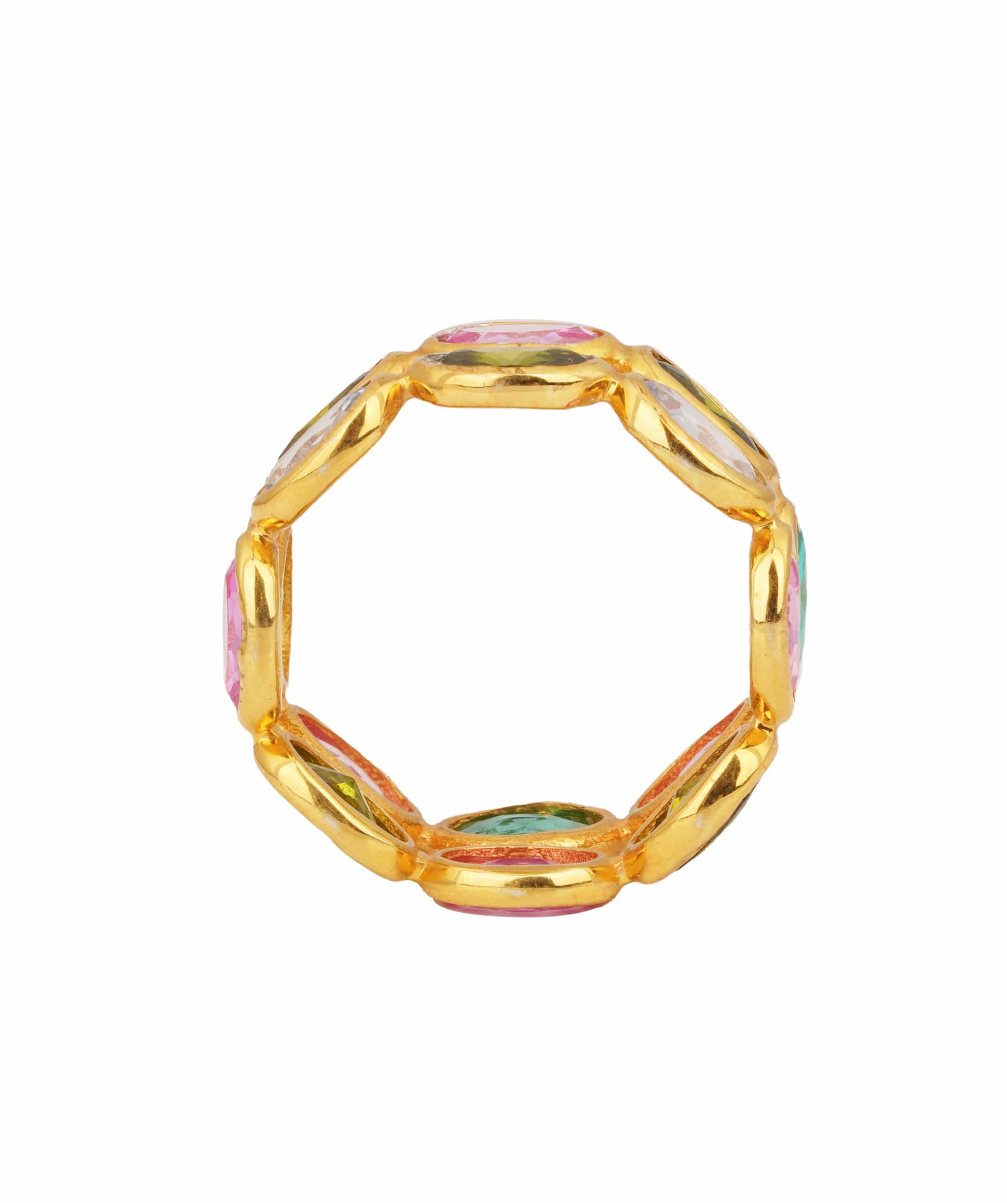 Luxury Promise Multi Colour Rainbow Dual Band Oval Tourmaline Ring ANC1763