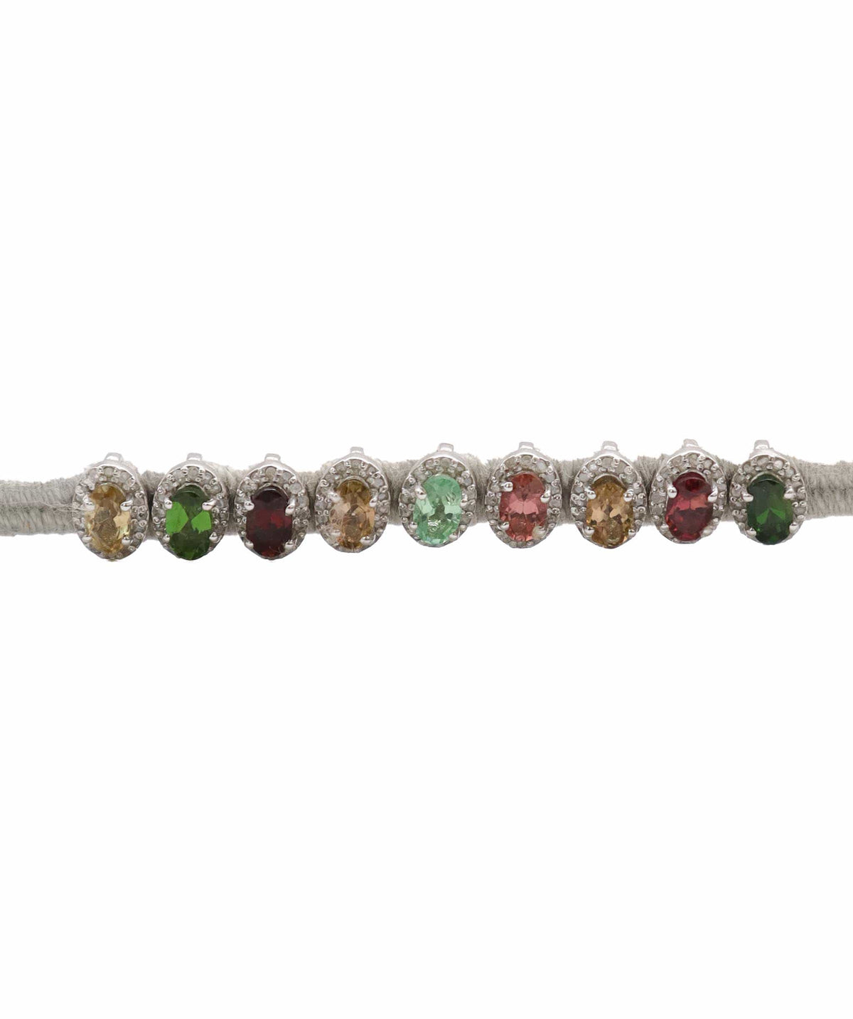 Luxury Promise Multi-colour Tourmaline & Diamond Silver Thread Friendship Bracelet DXBCD2255