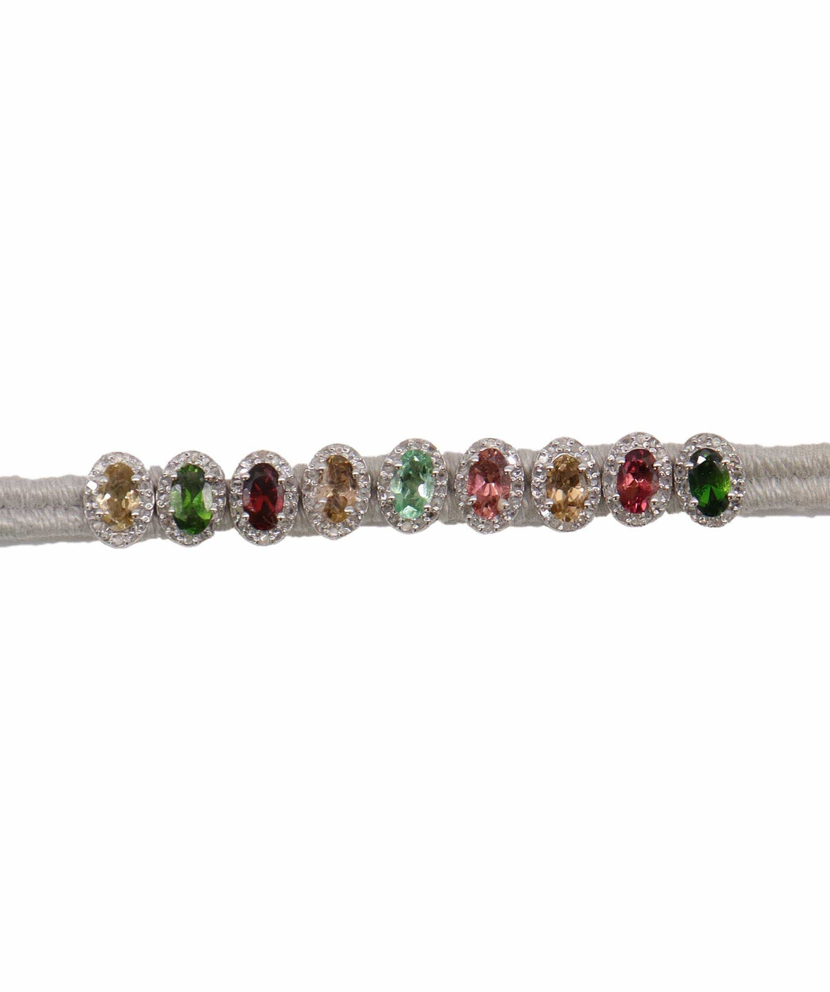 Luxury Promise Multi-colour Tourmaline & Diamond Silver Thread Friendship Bracelet DXBCD2255