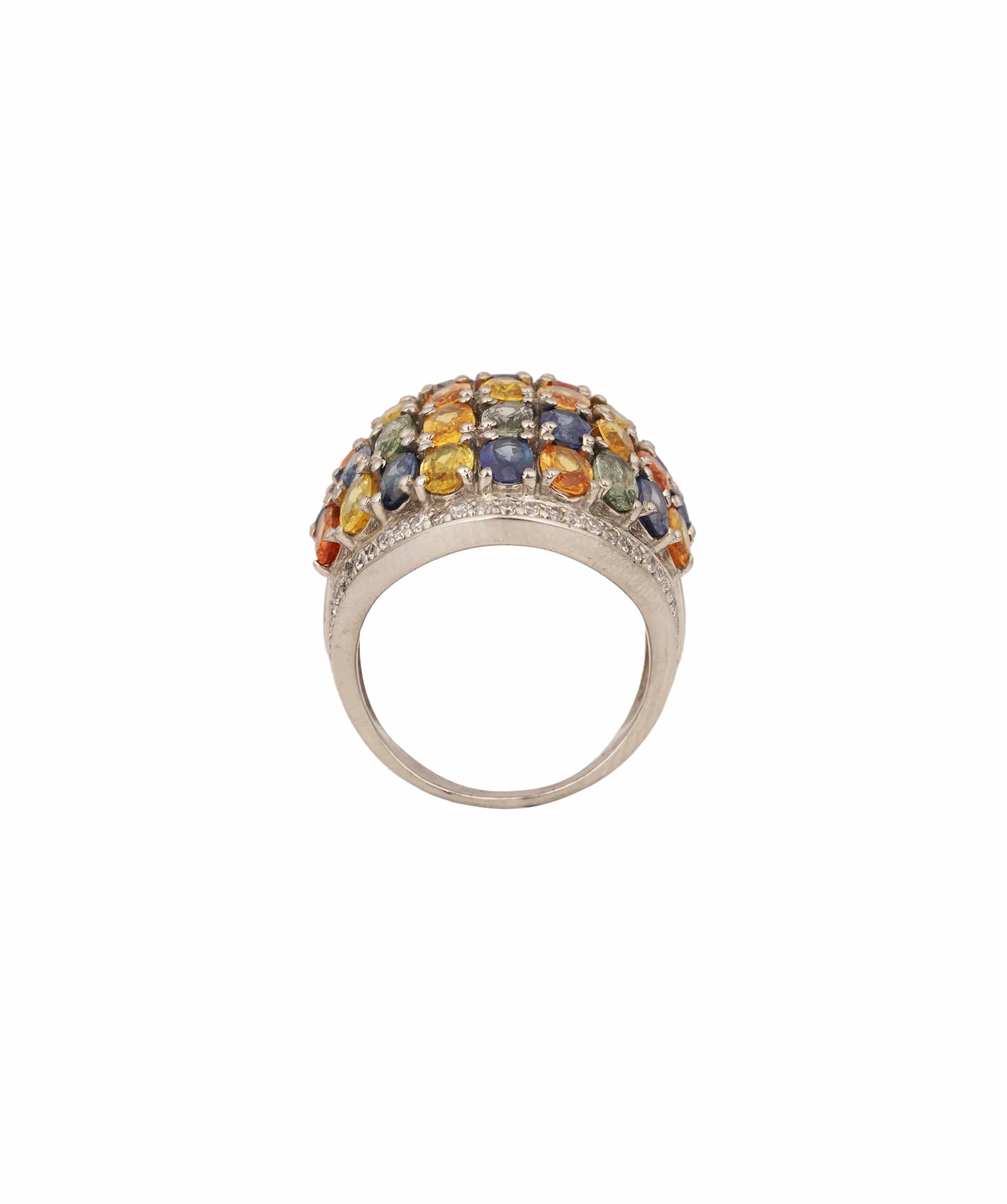 Luxury Promise Natural Multi Colour Rainbow Oval Sapphire Ring ANC1755