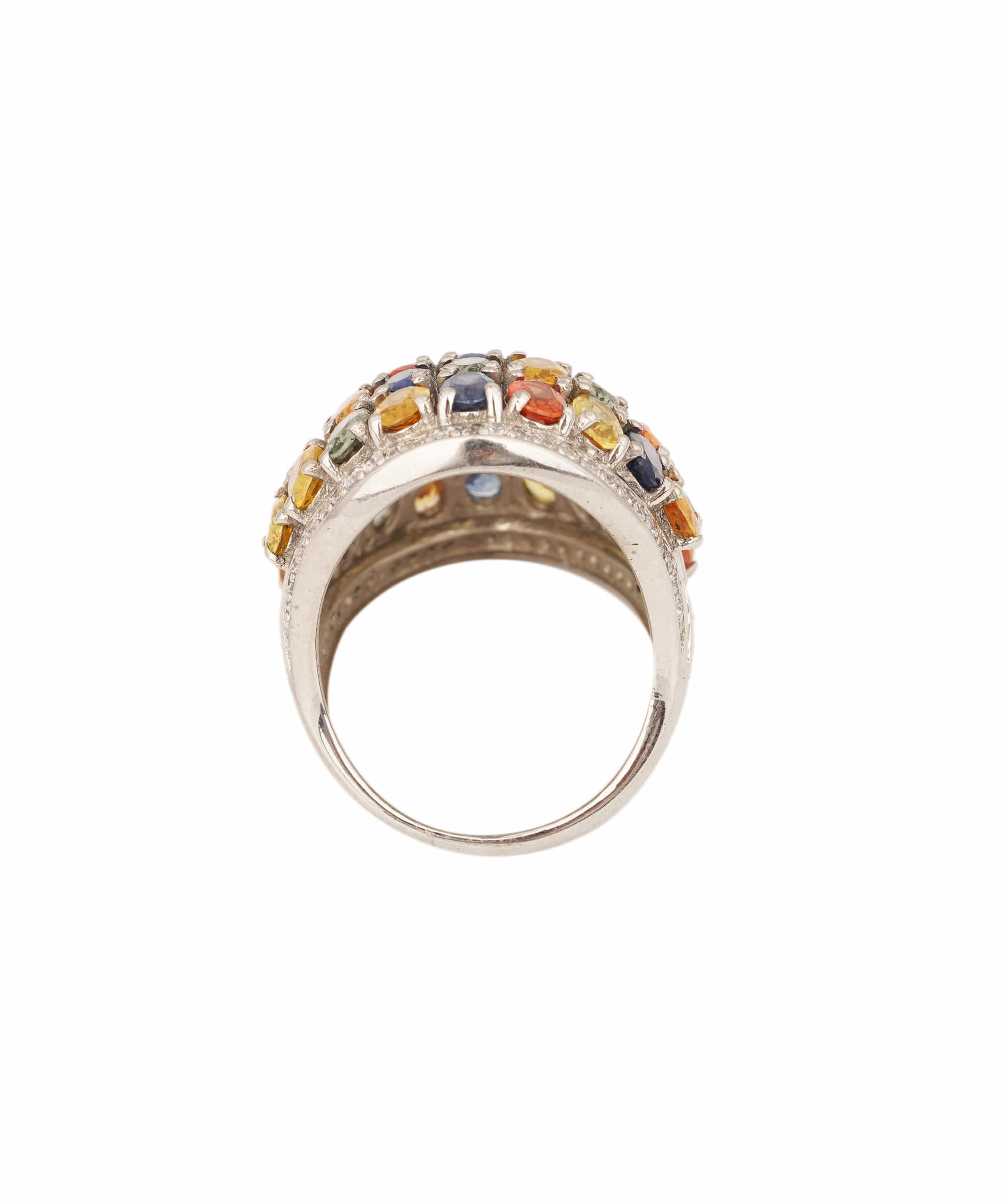 Luxury Promise Natural Multi Colour Rainbow Oval Sapphire Ring ANC1755