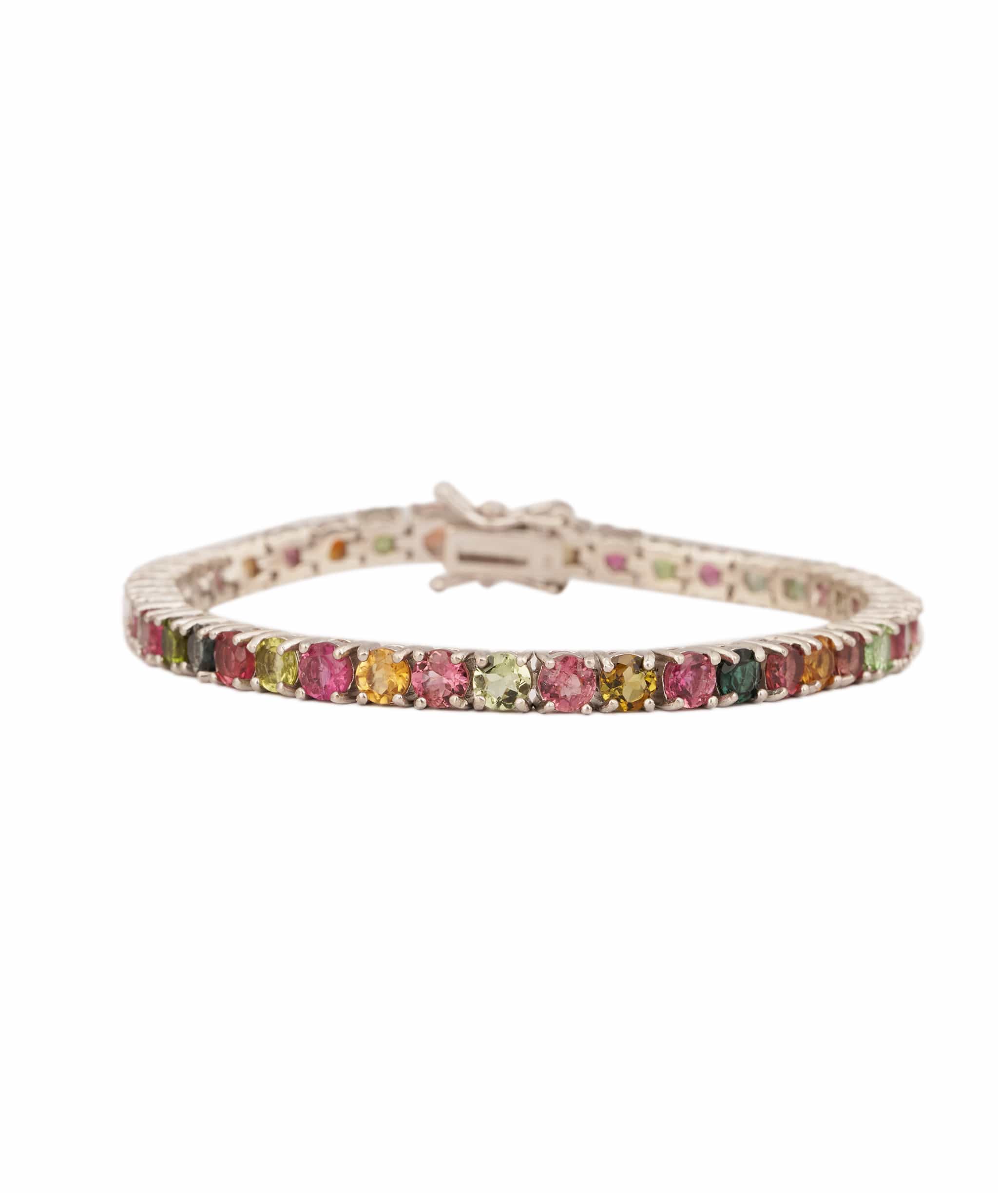Luxury Promise Natural Multi Colour Rainbow Round Tourmaline Bracelet ANC1756