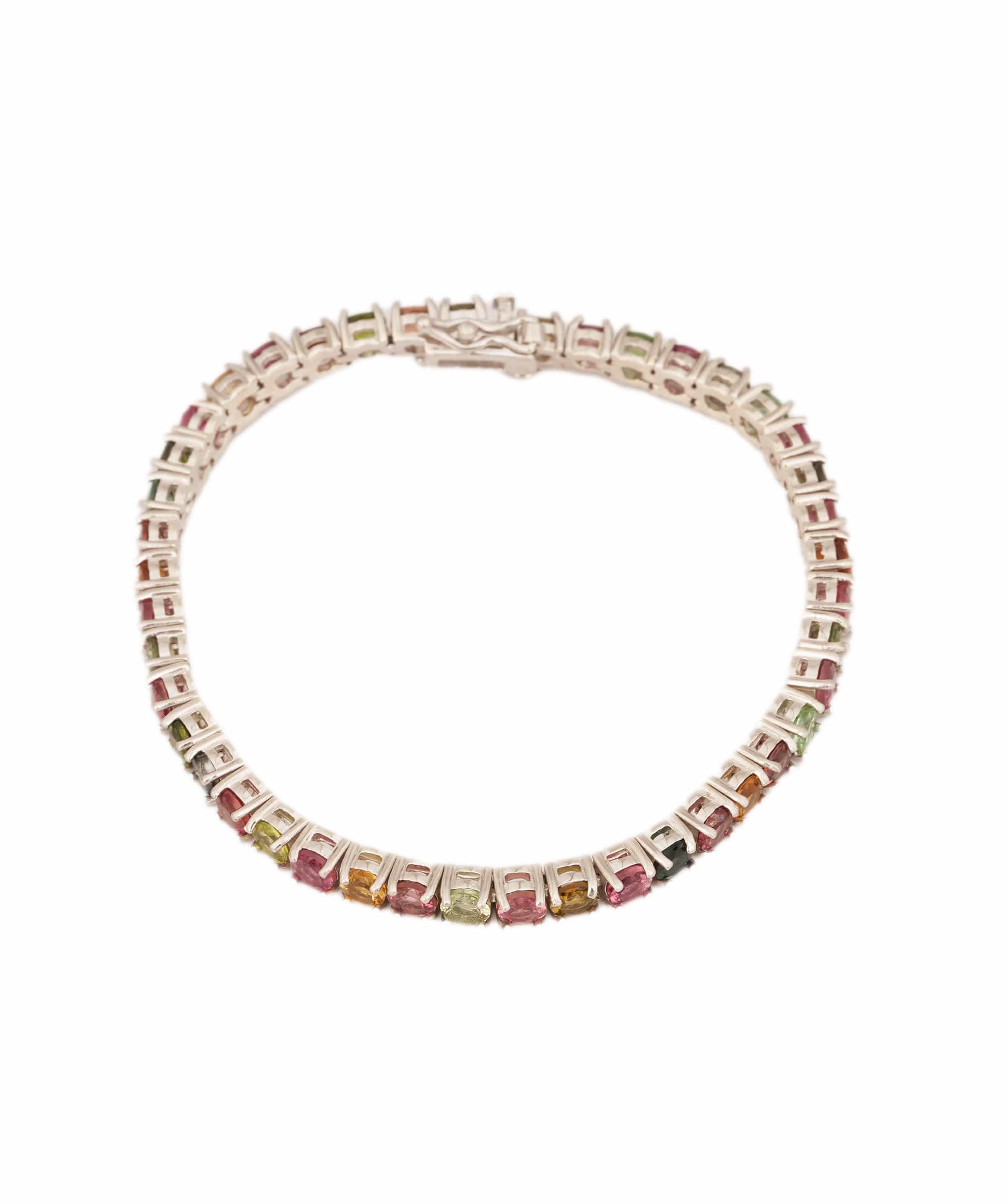 Luxury Promise Natural Multi Colour Rainbow Round Tourmaline Bracelet ANC1756